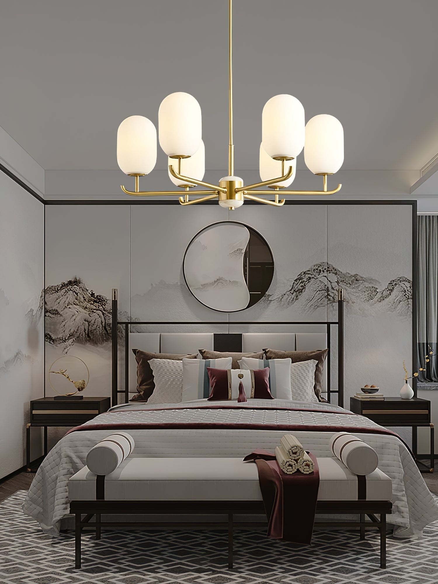 Sifuvyn Modern Geometric Glass Chandelier - Lamp Copper