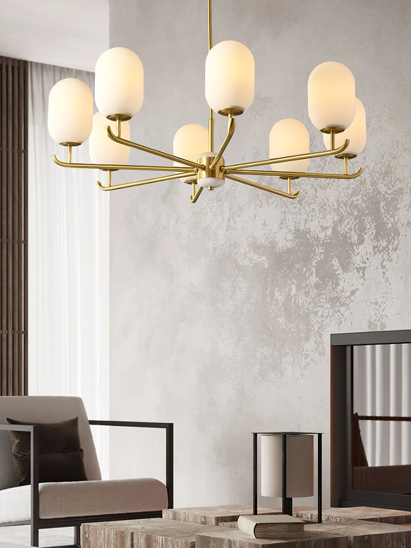 Sifuvyn Modern Geometric Glass Chandelier - Lamp Copper