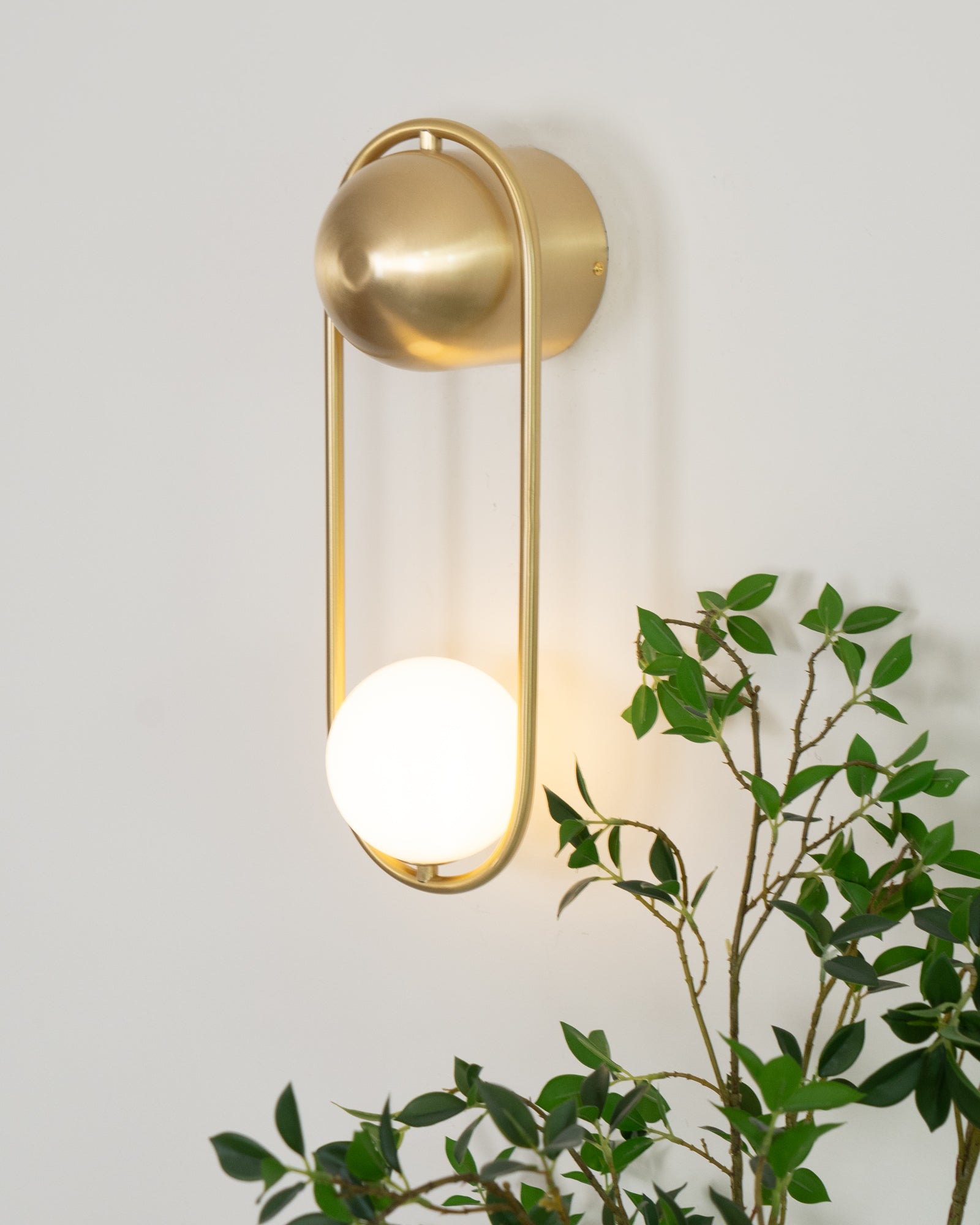 Virelli Applique Murale Cadre en Laiton en Forme de Boucle et Globe en Verre pour Art - Neutralighting