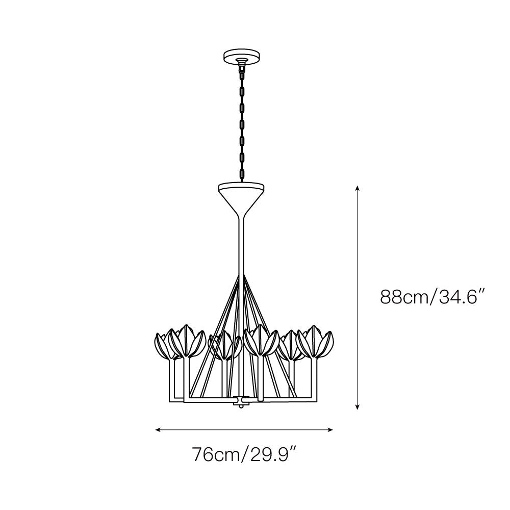 Alberto Modern Minimalist Floral Brass Chandelier - Lamp Copper