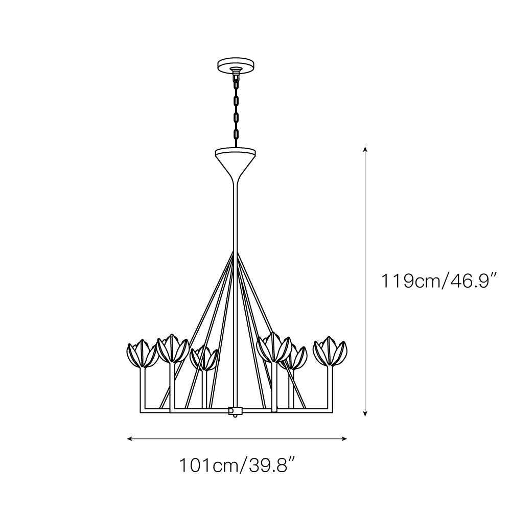 Alberto Modern Minimalist Floral Brass Chandelier - Lamp Copper