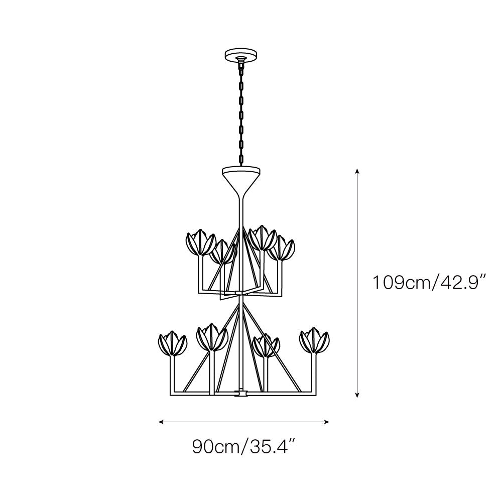 Alberto Modern Minimalist Floral Brass Chandelier - Lamp Copper