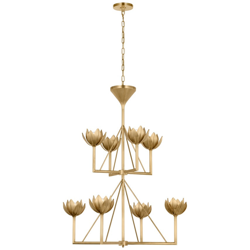 Alberto Modern Minimalist Floral Brass Chandelier - Lamp Copper