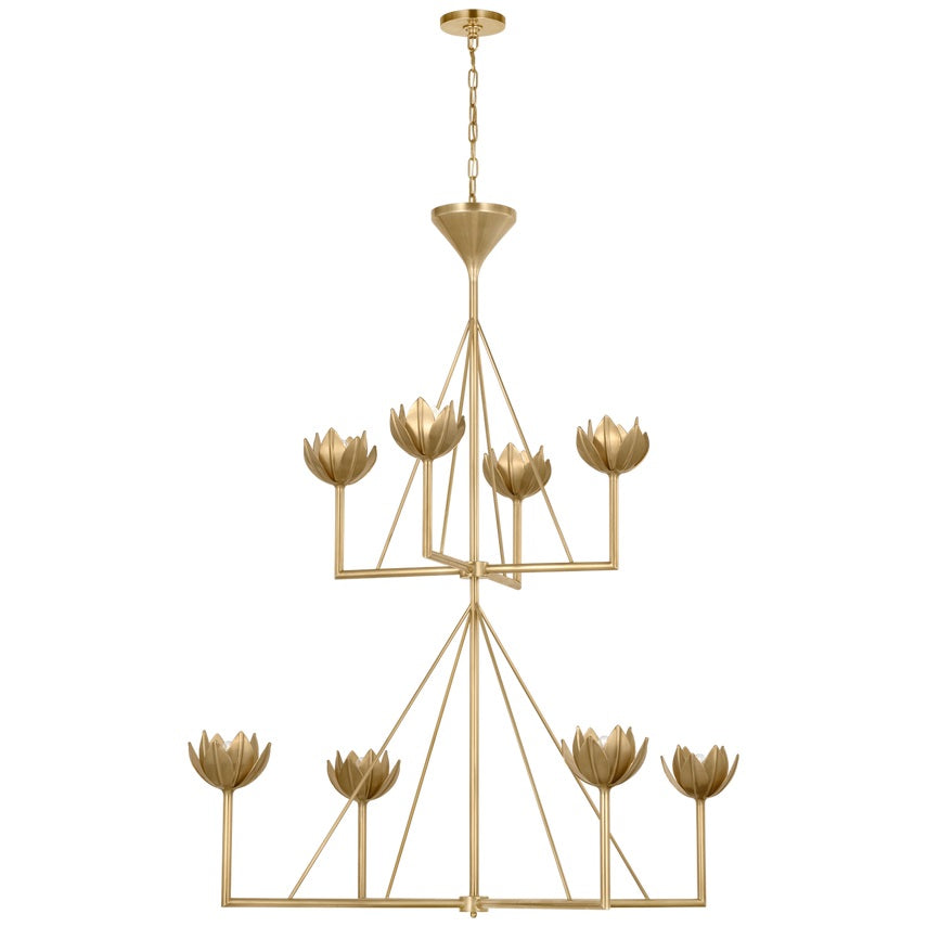 Alberto Modern Minimalist Floral Brass Chandelier - Lamp Copper