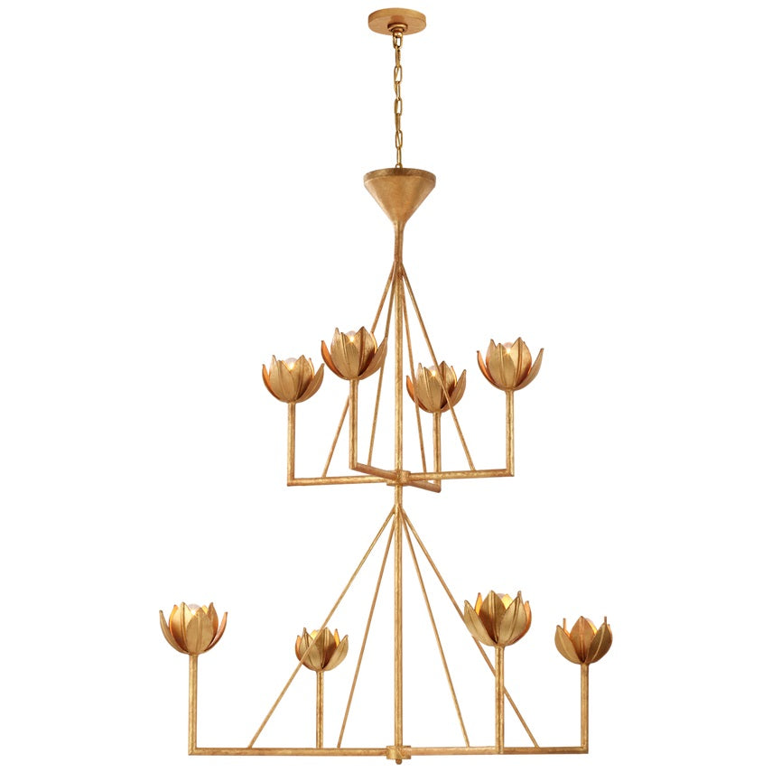 Alberto Modern Minimalist Floral Brass Chandelier - Lamp Copper