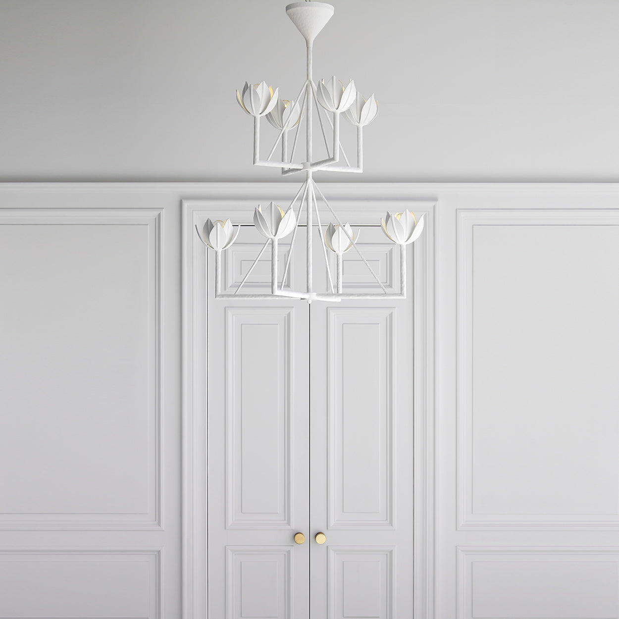 Alberto Modern Minimalist Floral Brass Chandelier - Lamp Copper