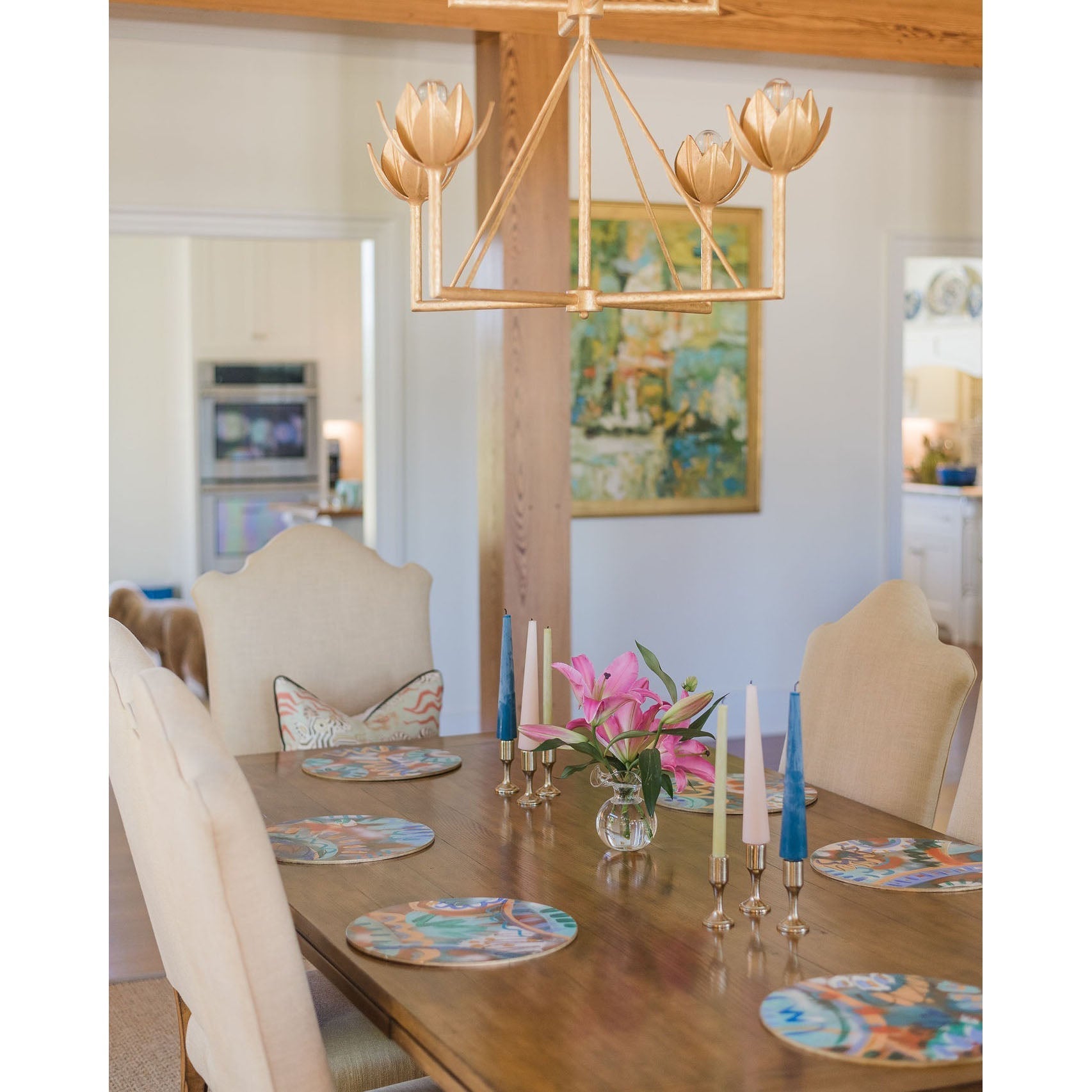 Alberto Modern Minimalist Floral Brass Chandelier - Lamp Copper
