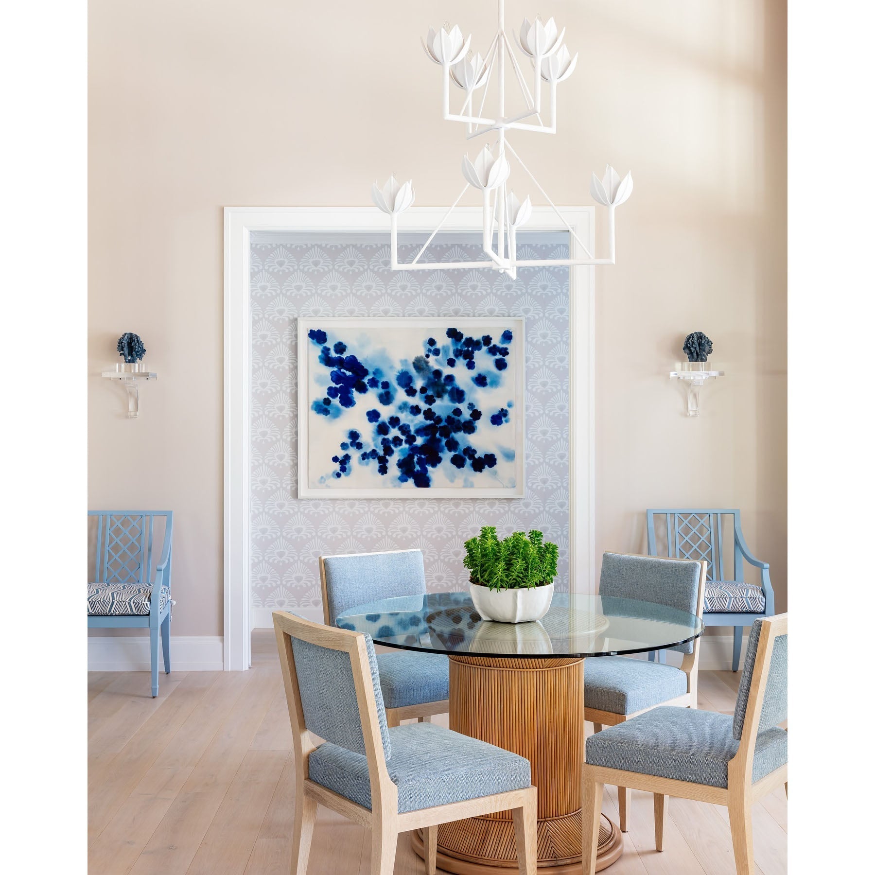 Alberto Modern Minimalist Floral Brass Chandelier - Lamp Copper