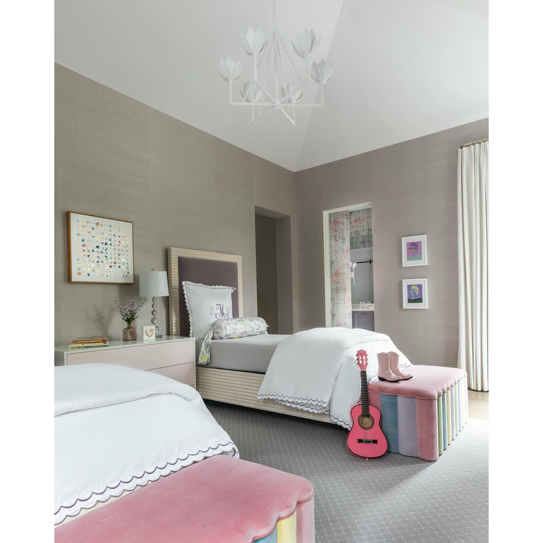 Alberto Modern Minimalist Floral Brass Chandelier - Lamp Copper