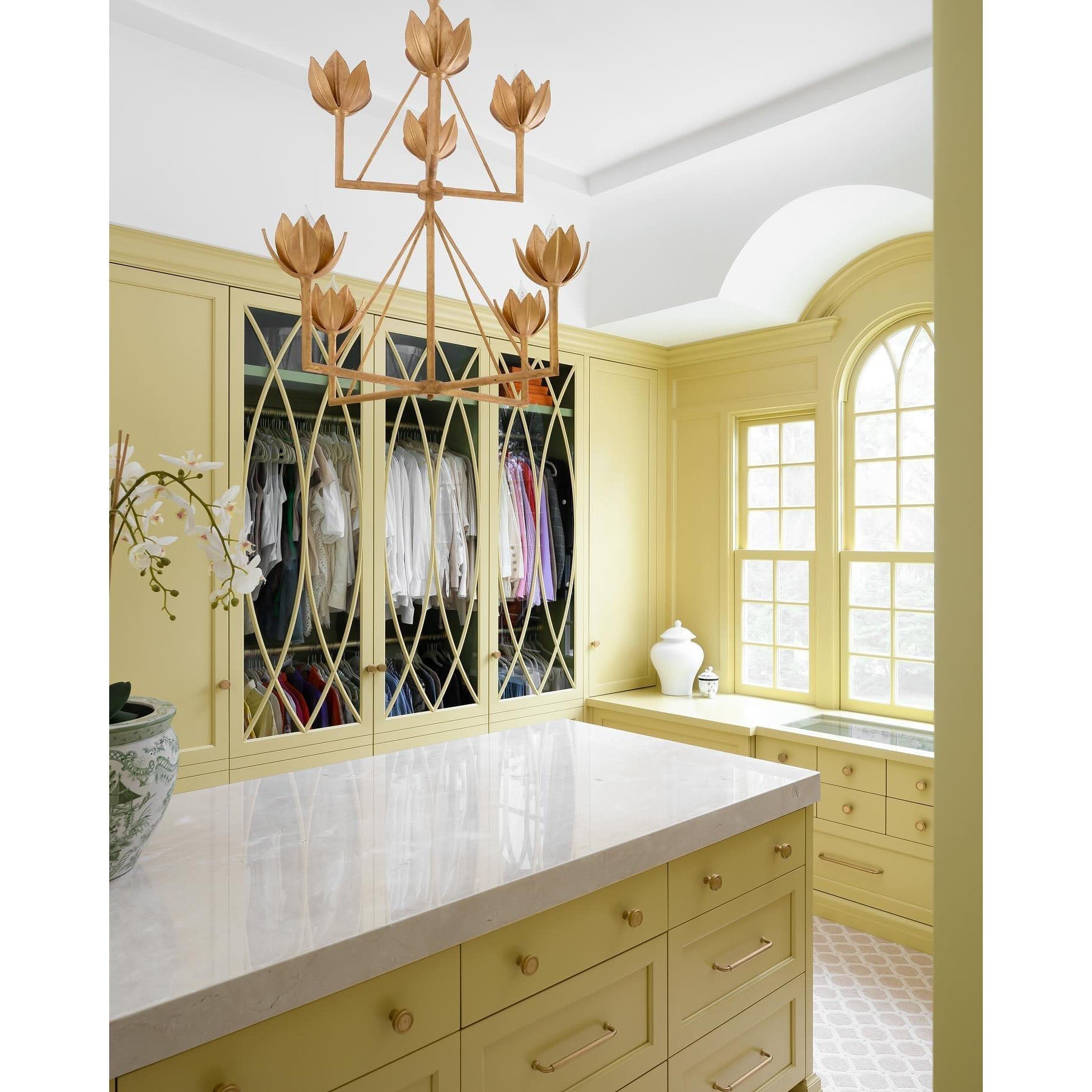 Alberto Modern Minimalist Floral Brass Chandelier - Lamp Copper
