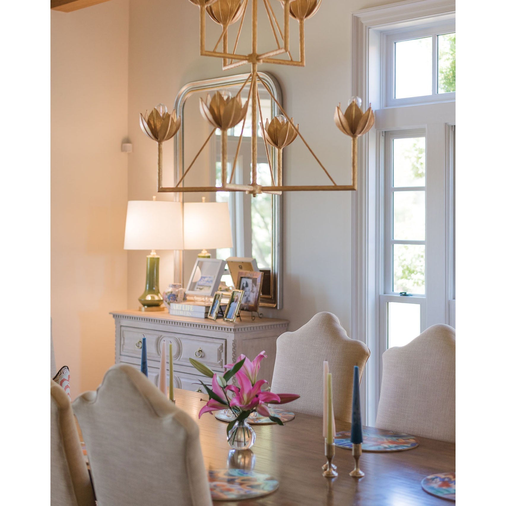 Alberto Modern Minimalist Floral Brass Chandelier - Lamp Copper