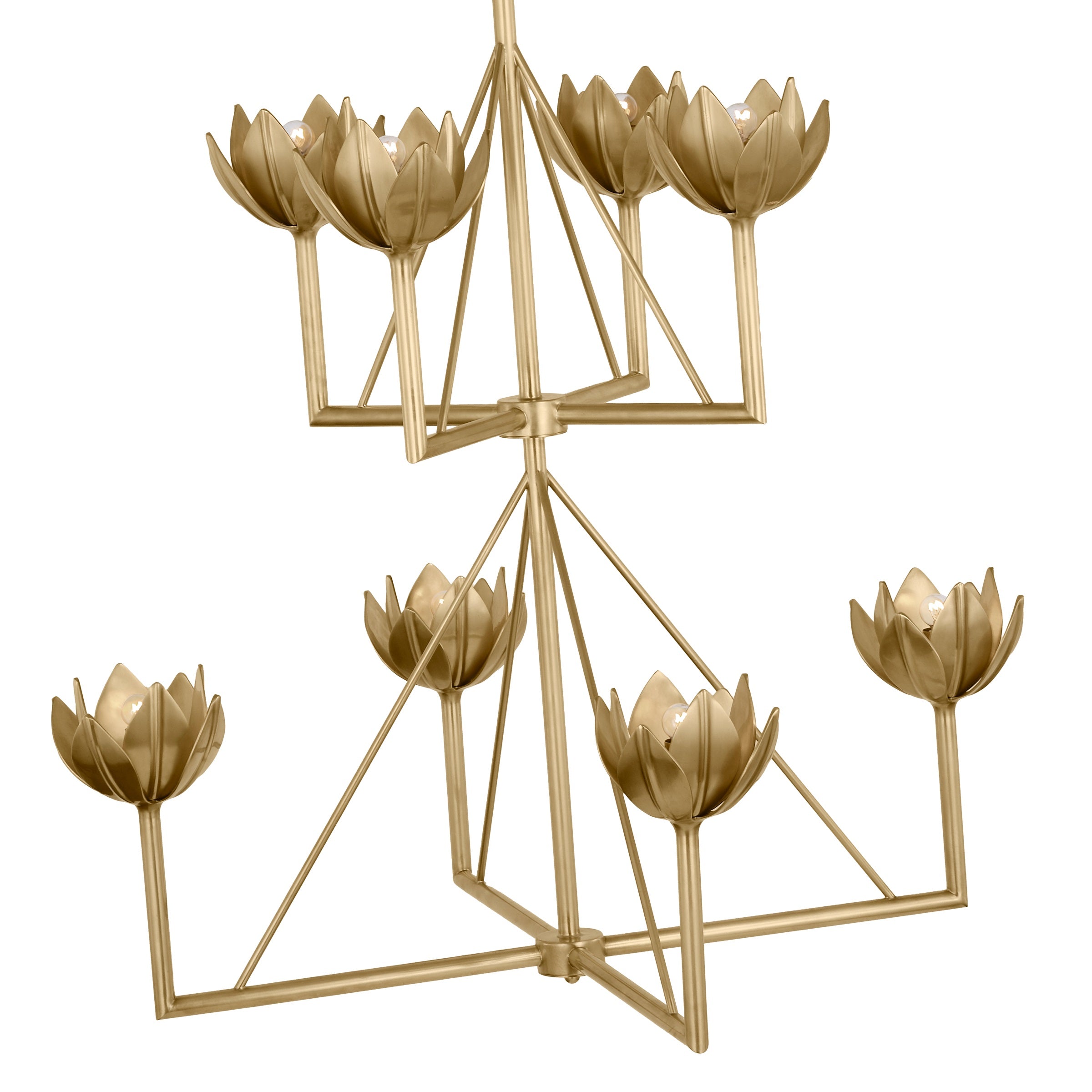 Alberto Modern Minimalist Floral Brass Chandelier - Lamp Copper