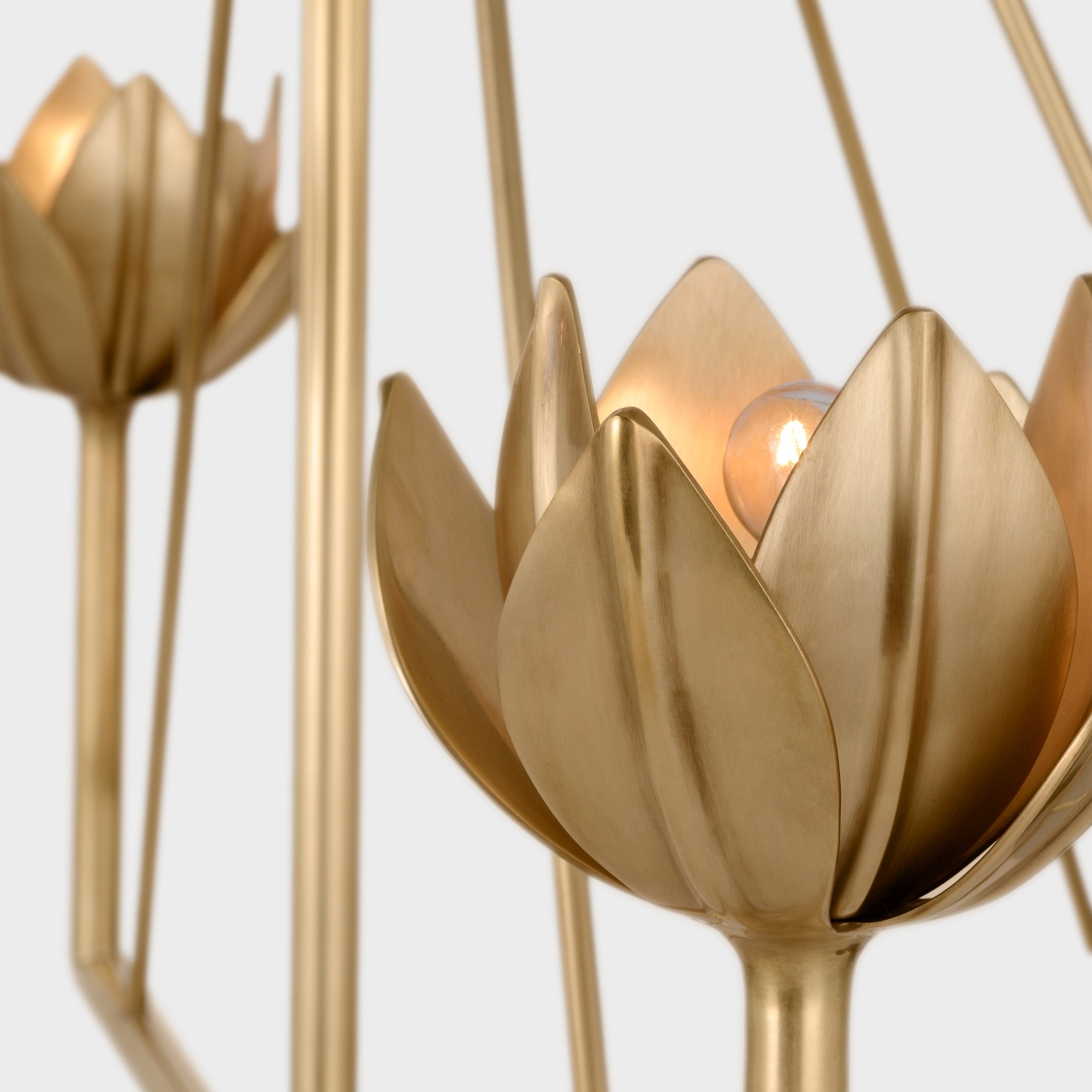 Alberto Modern Minimalist Floral Brass Chandelier - Lamp Copper
