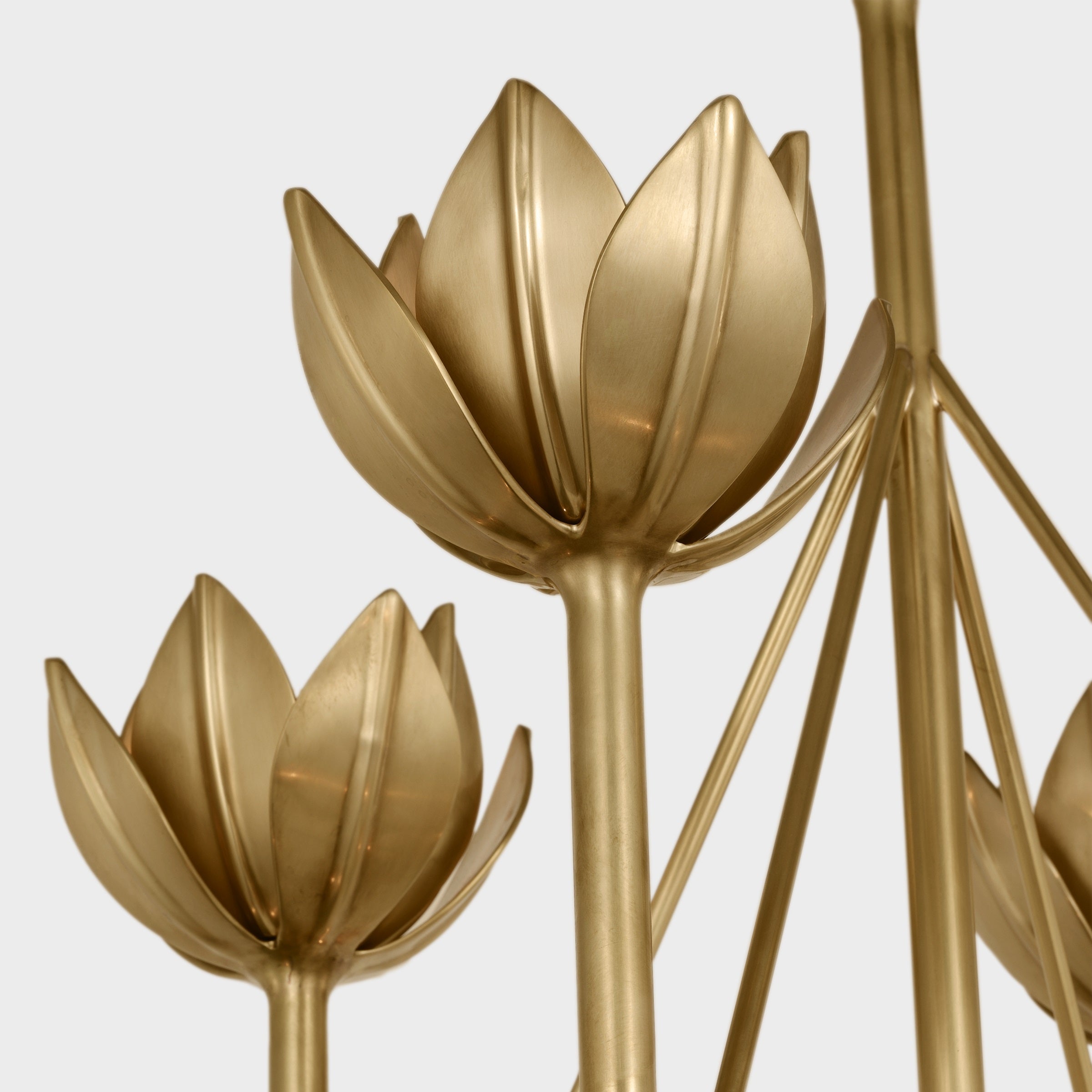 Alberto Modern Minimalist Floral Brass Chandelier - Lamp Copper