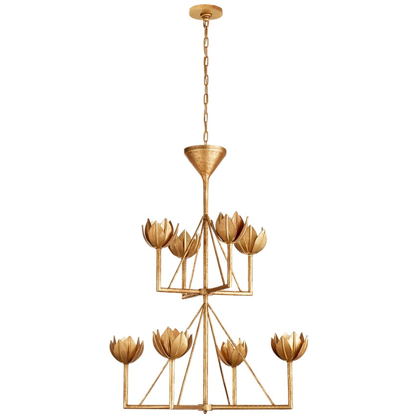 Alberto Modern Minimalist Floral Brass Chandelier - Lamp Copper