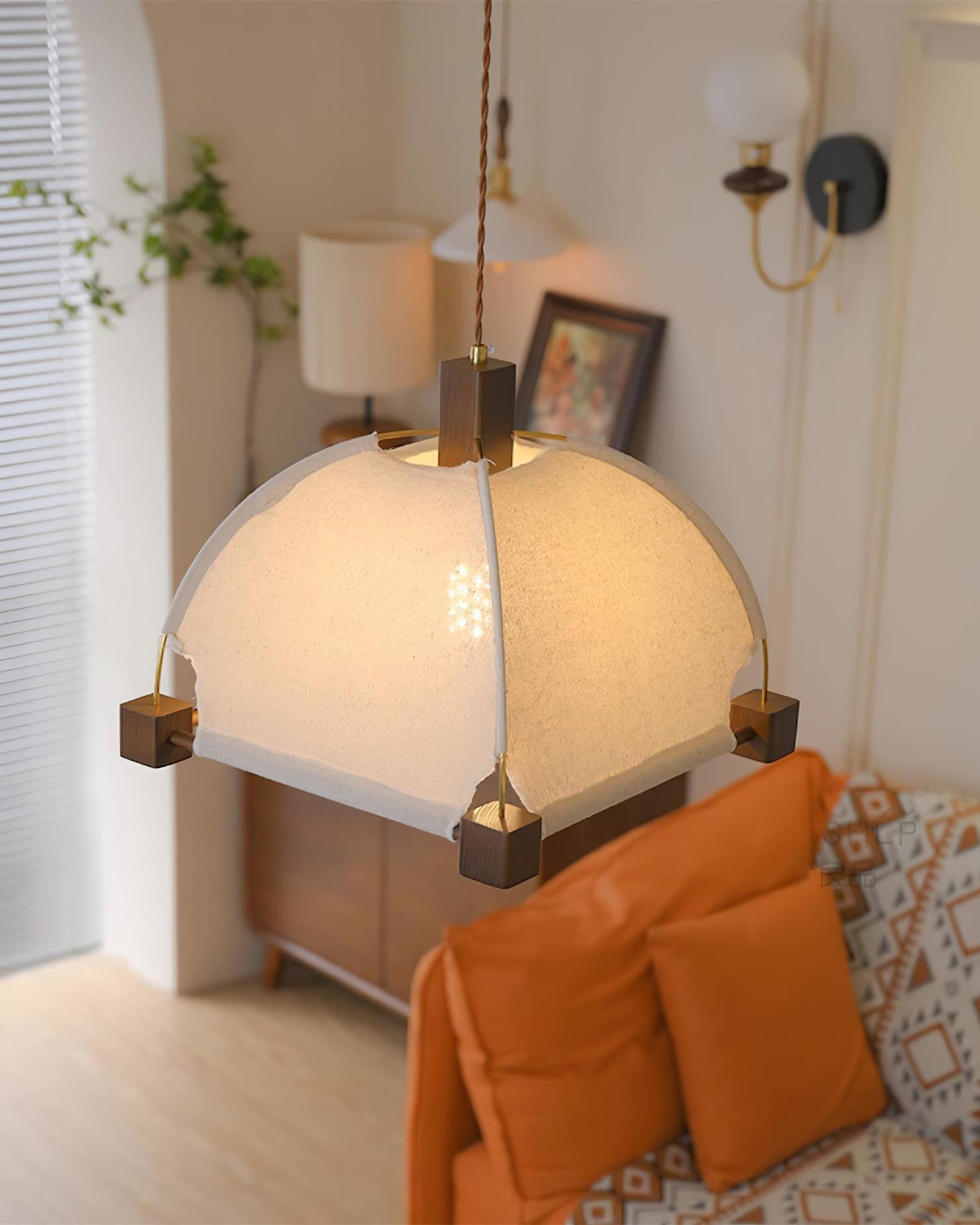 Allegra Pendant Lamp Fabric Frame Minimalist - Letslighting