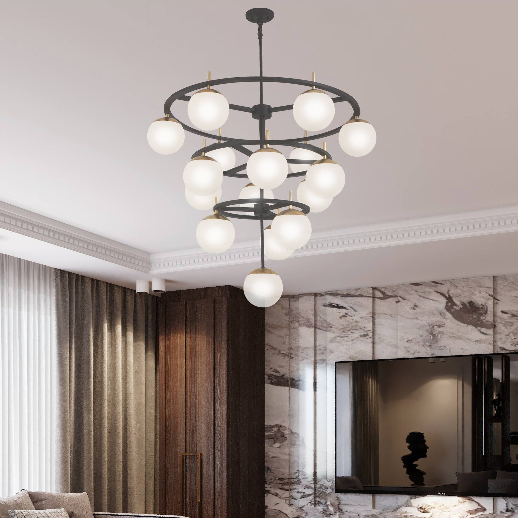 Ornuvyn Modern Minimalist Glass Chandelier - Lamp Copper