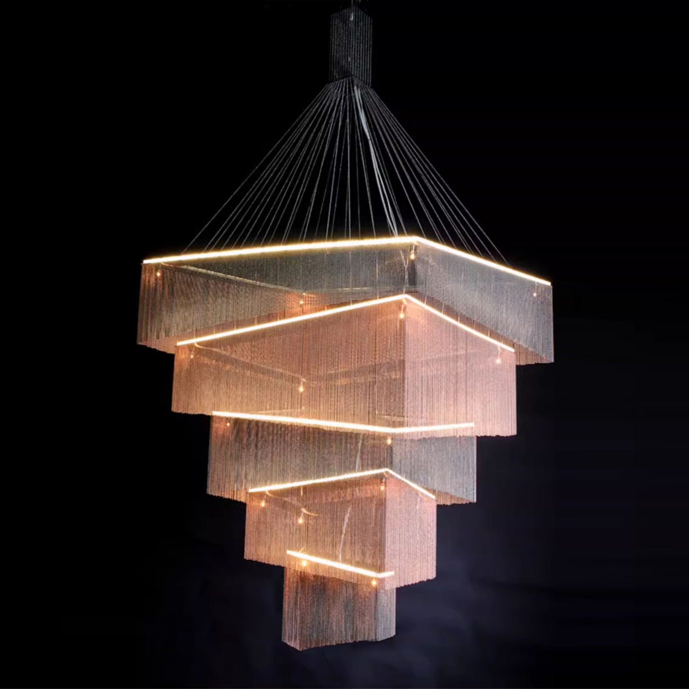 Caeluvyn Chandelier Métallique à Chaîne et Franges Postmoderne - Neutralighting