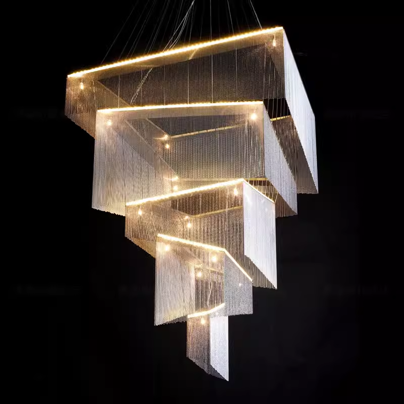 Caeluvyn Chandelier Métallique à Chaîne et Franges Postmoderne - Neutralighting