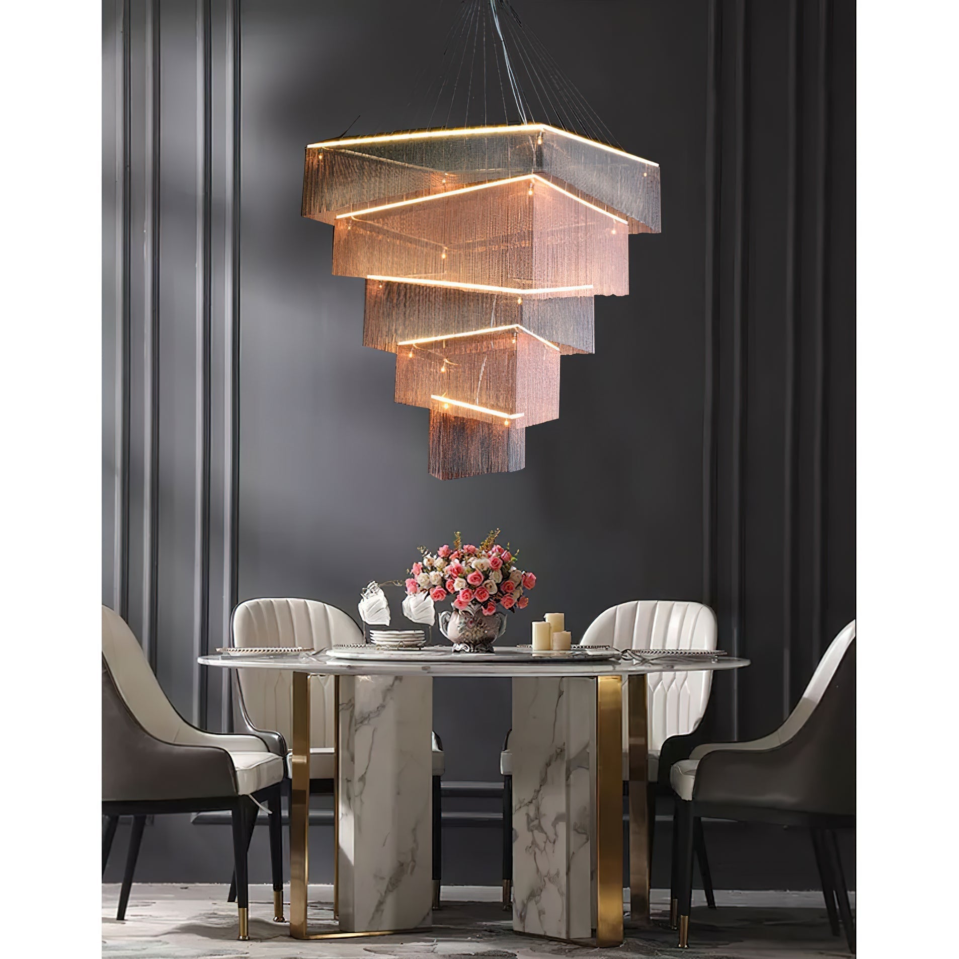 Caeluvyn Chandelier Métallique à Chaîne et Franges Postmoderne - Neutralighting