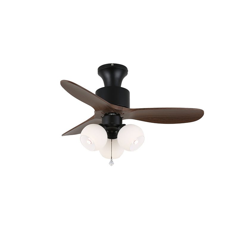 Ventilateur de Plafond Veloria Vintage en Verre et Bois avec Lumière