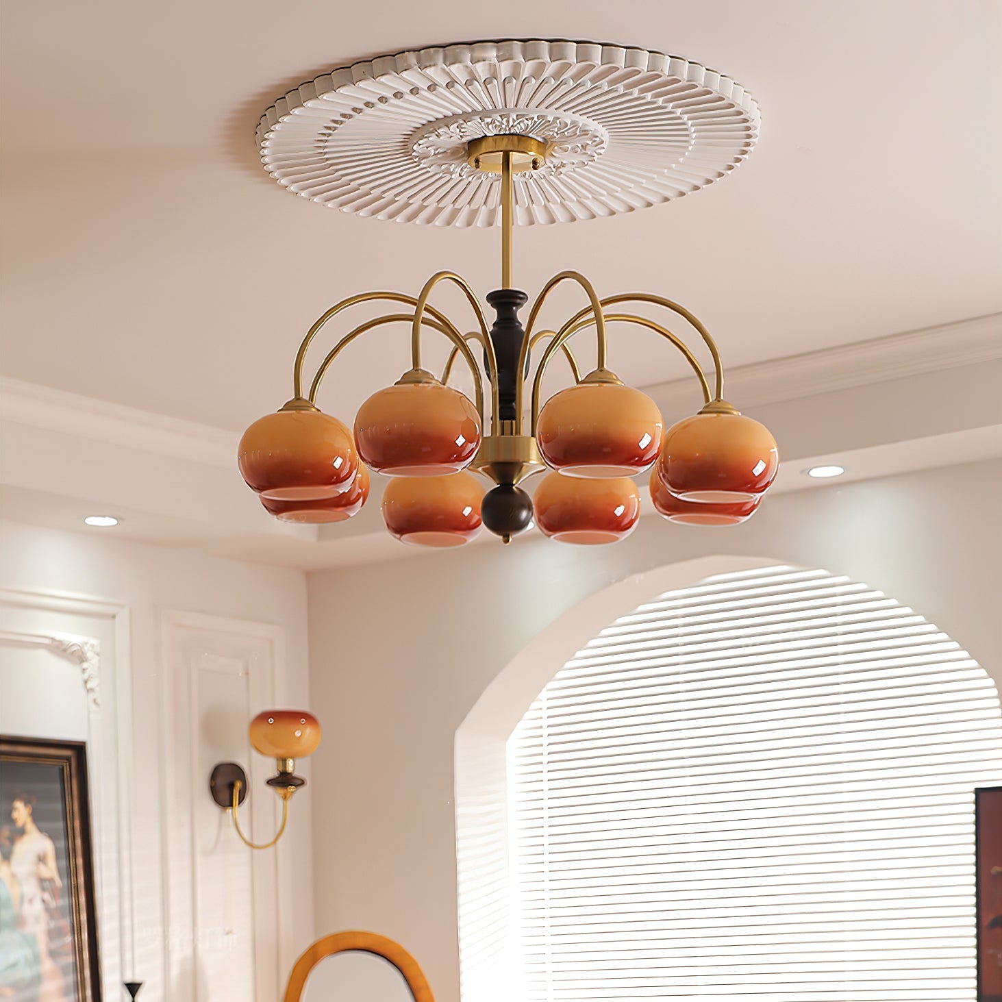 Aurora Chandelier Amberly Arch Curved Arms - Blowlighting