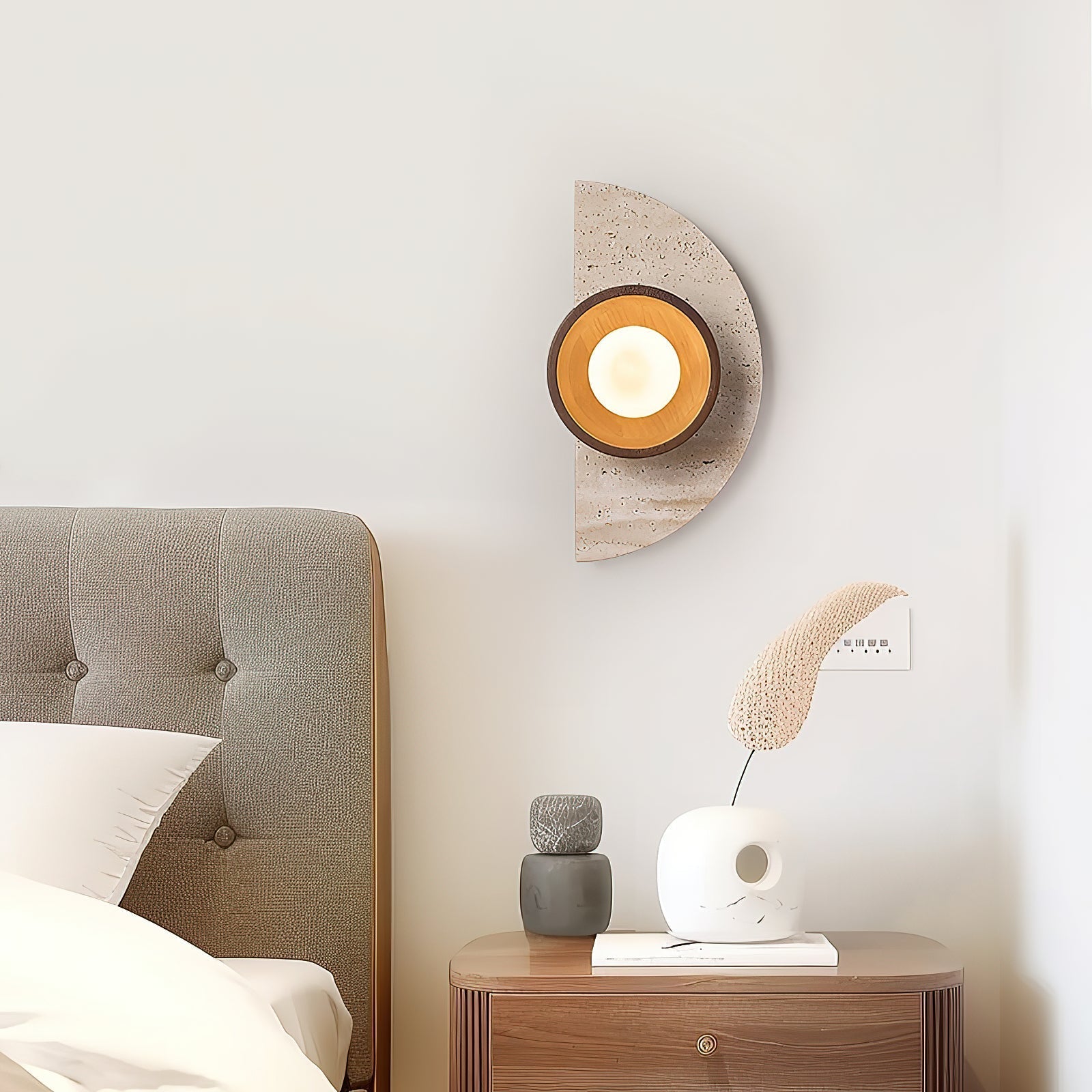 Dvaluvyi Individual Creativity Travertine Wall Lamp - Lamp Copper