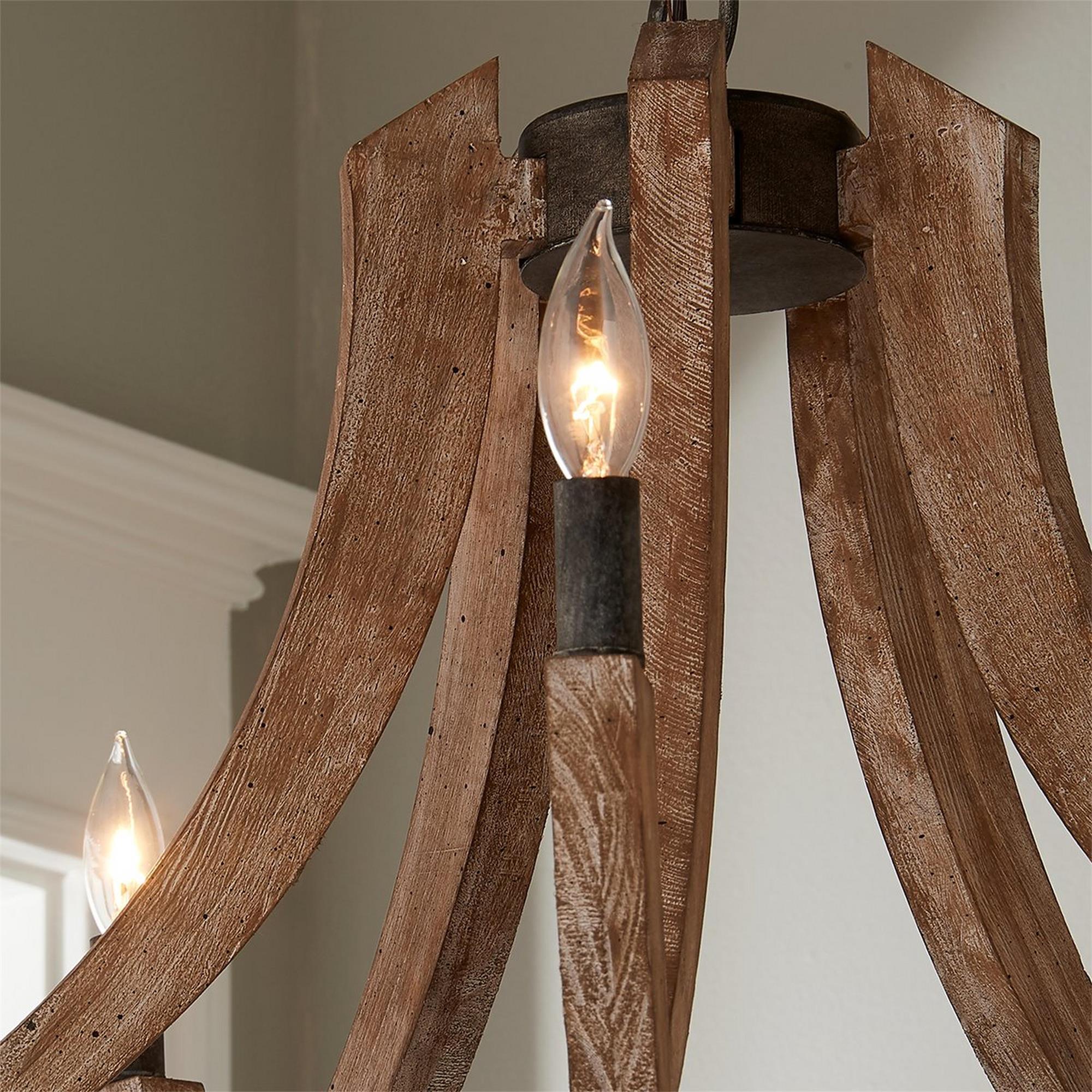 Eirikuvyi Vintage Creativity Metal Wood Lantern Pendant Lamp - Lamp Copper