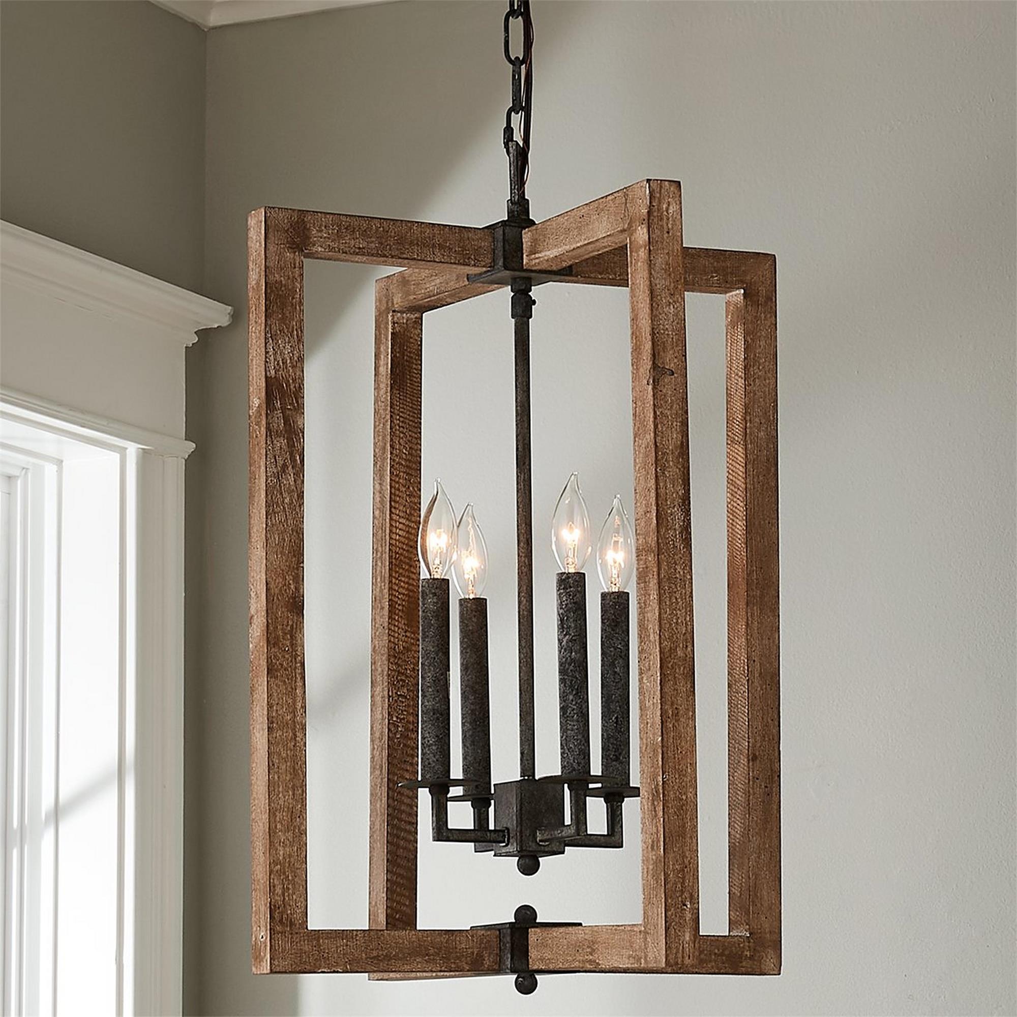 Eirikuvyi Vintage Creativity Metal Wood Lantern Pendant Lamp - Lamp Copper