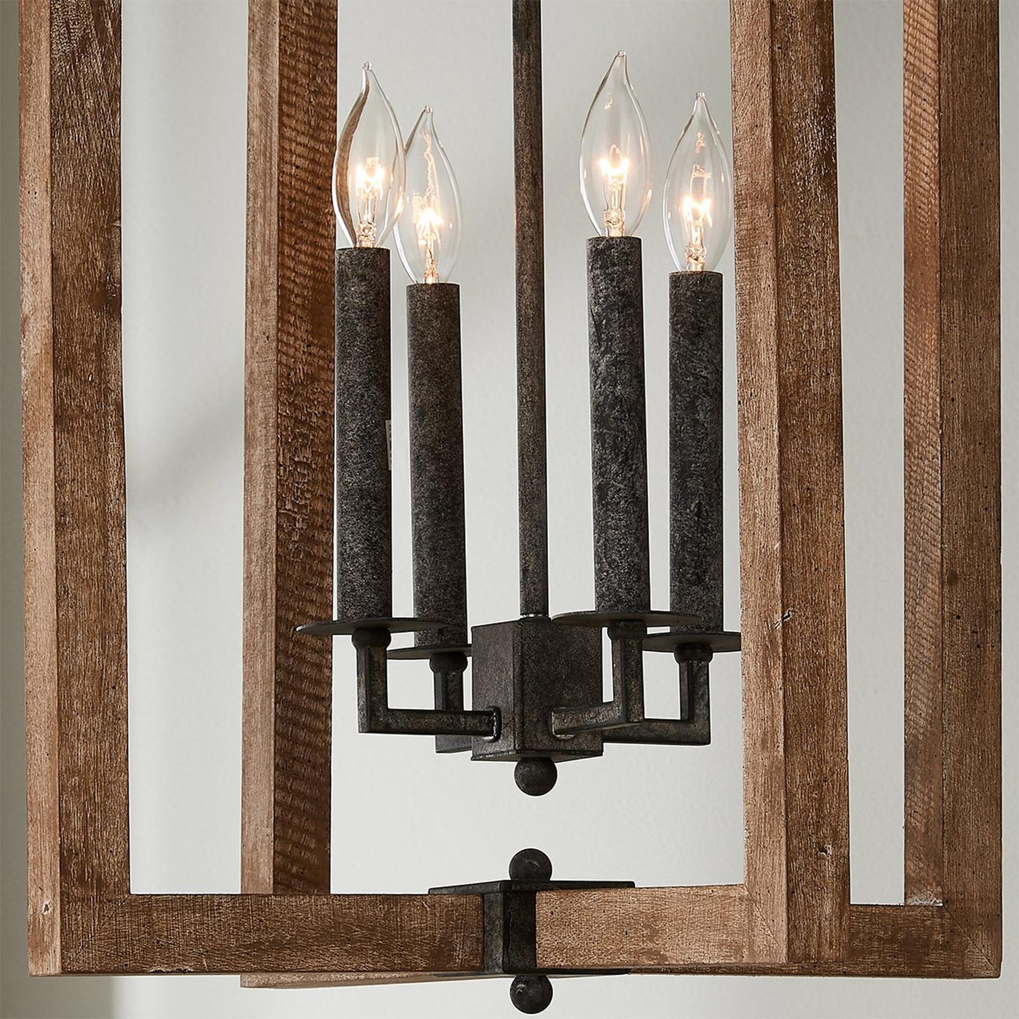Eirikuvyi Vintage Creativity Metal Wood Lantern Pendant Lamp - Lamp Copper