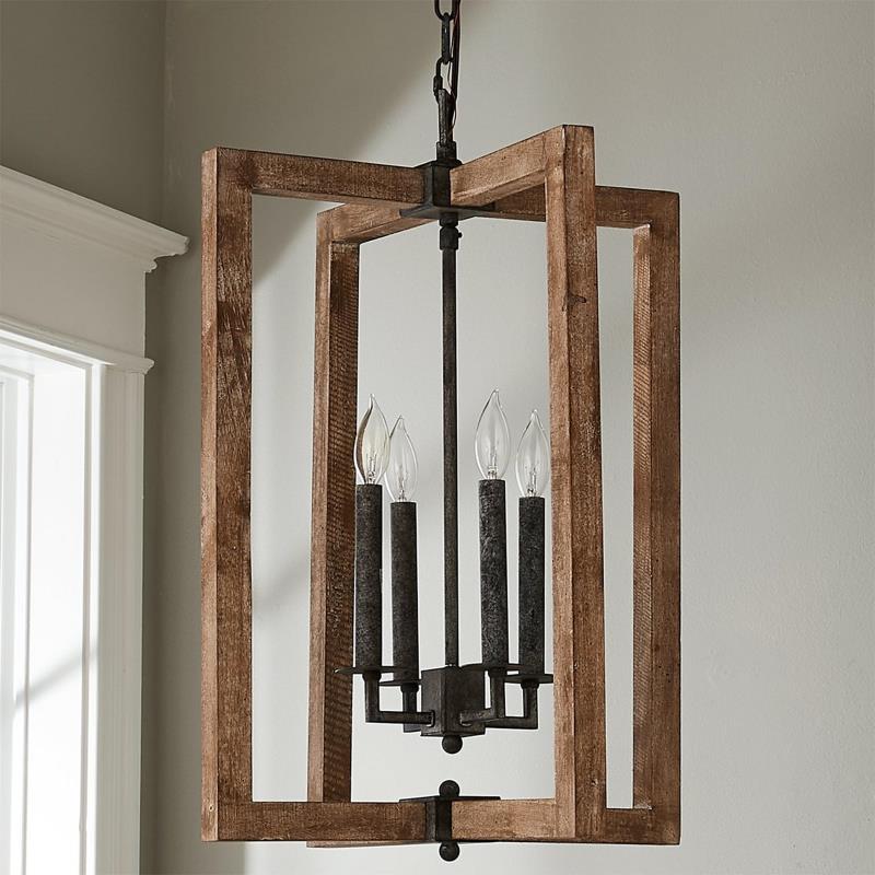 Eirikuvyi Vintage Creativity Metal Wood Lantern Pendant Lamp - Lamp Copper