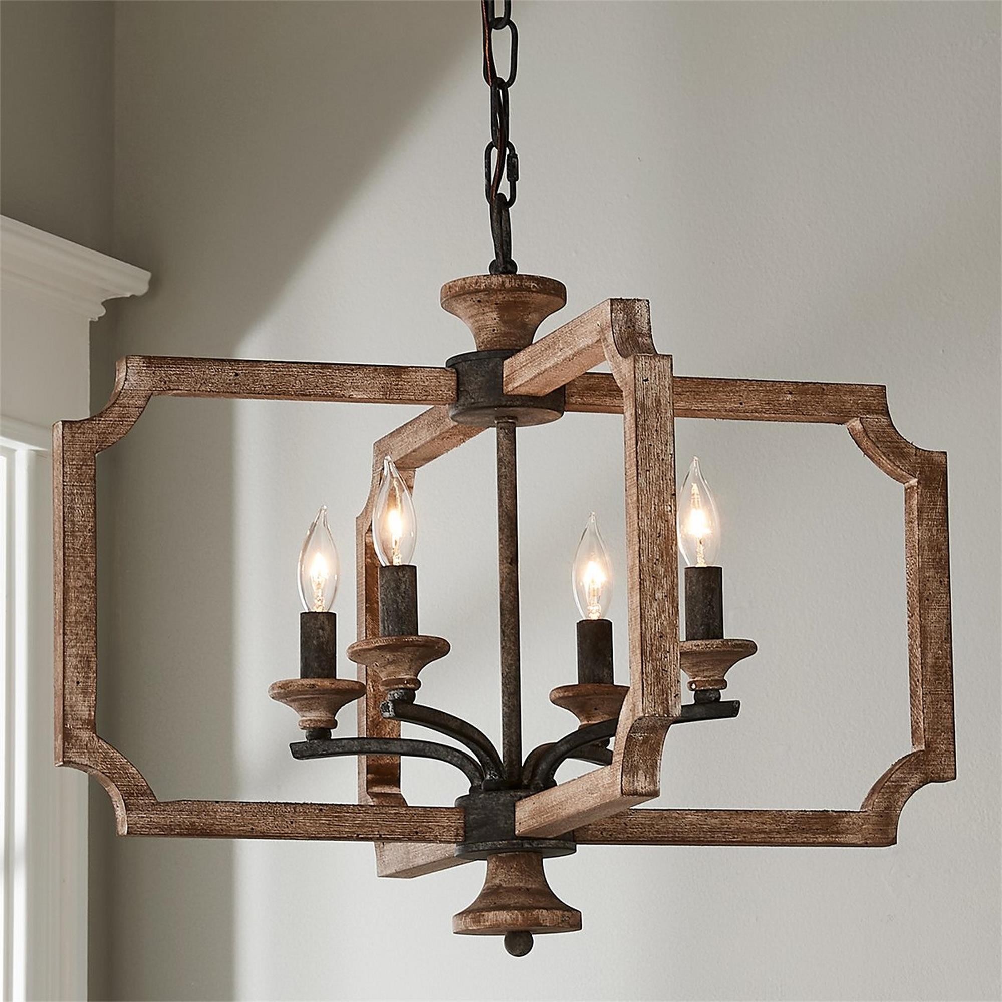 Eirikuvyi Vintage Creativity Metal Wood Lantern Pendant Lamp - Lamp Copper
