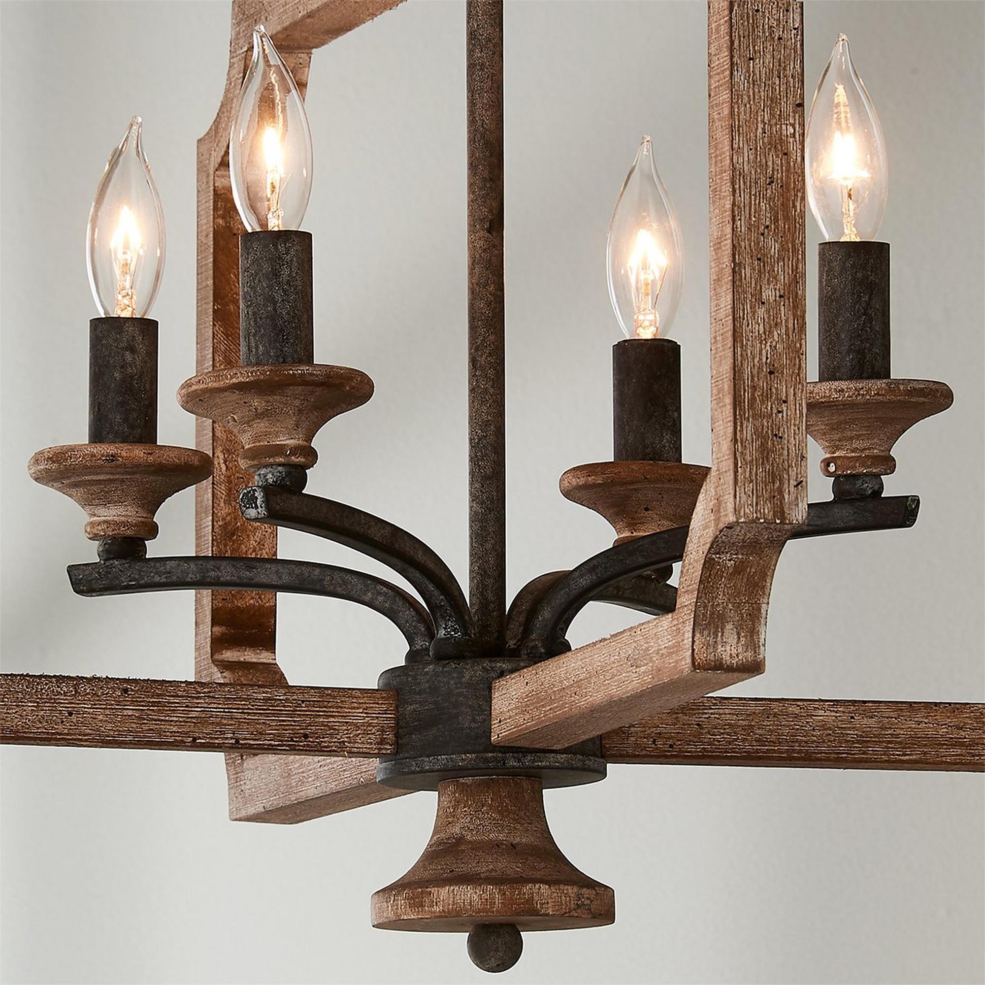 Eirikuvyi Vintage Creativity Metal Wood Lantern Pendant Lamp - Lamp Copper