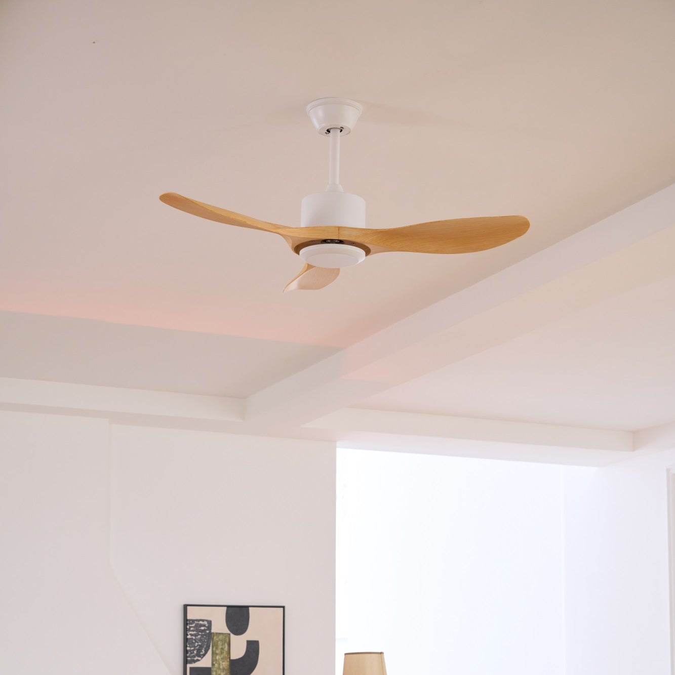 Diagramme illustrant les dimensions du ventilateur de plafond Meren (Dia 122cm).