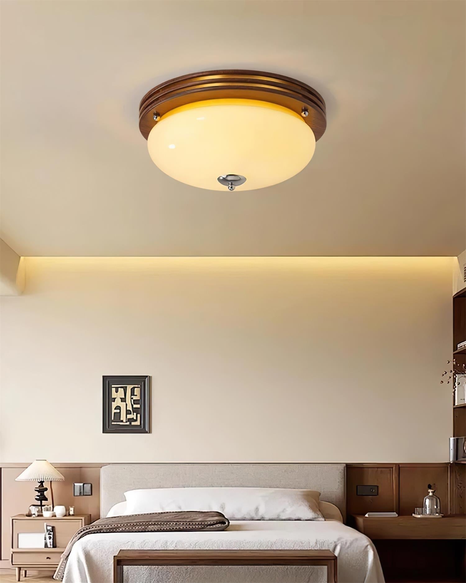 Povio & Glass Flush Mount Ceiling Light - Letslighting