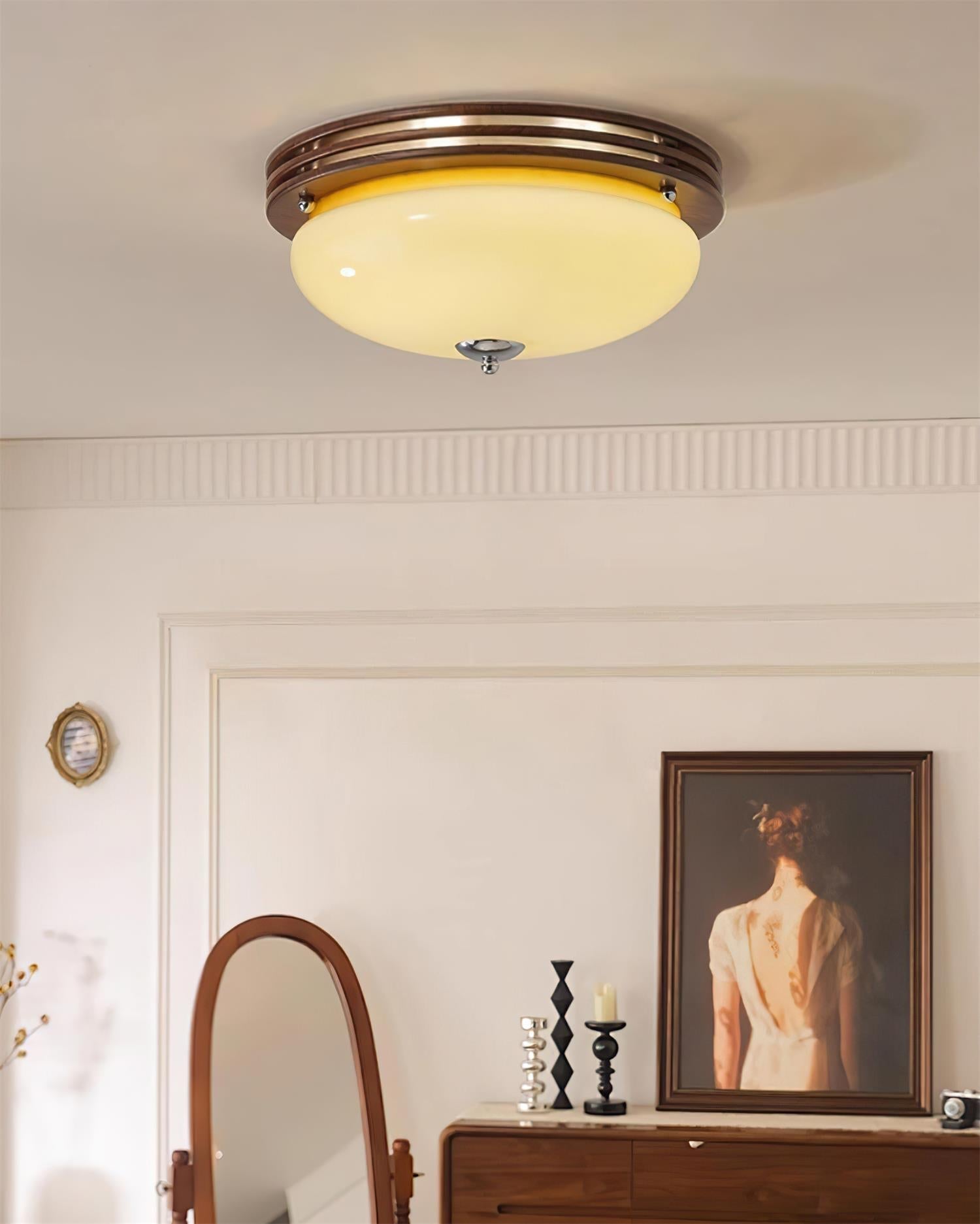 Povio & Glass Flush Mount Ceiling Light - Letslighting