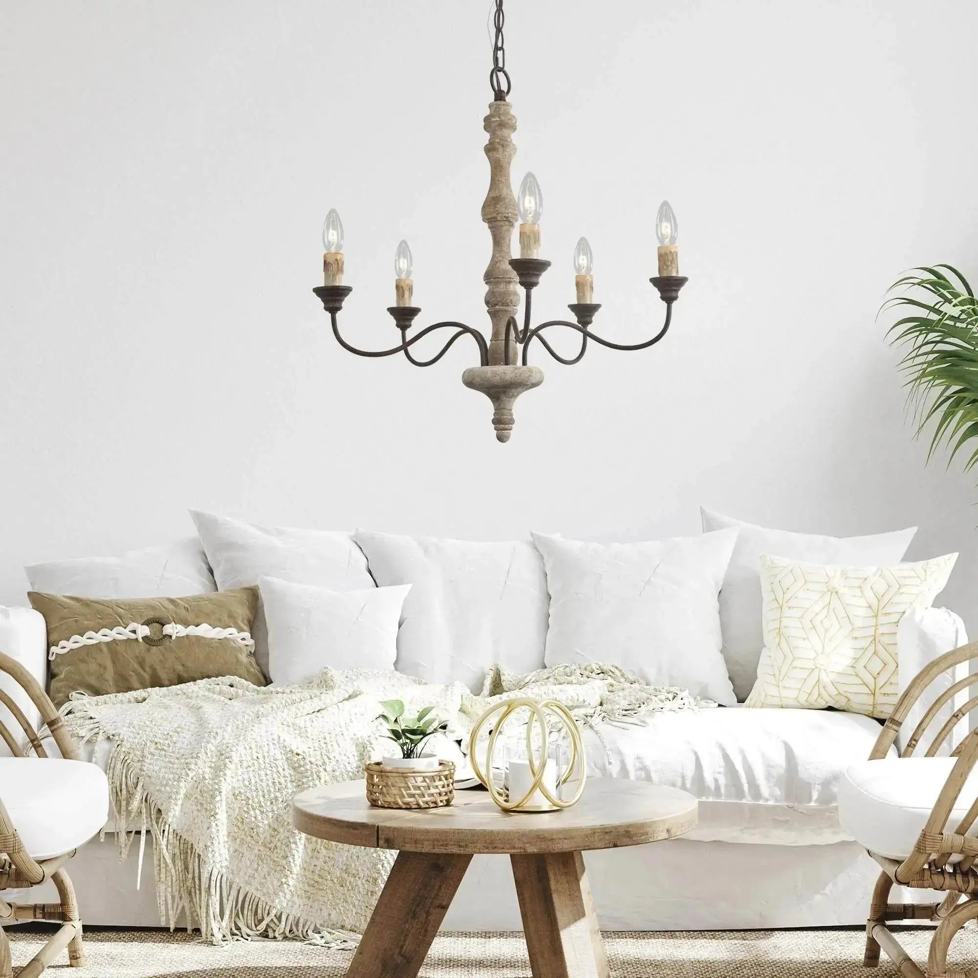 Fljotuvyi Individual Creativity Wood Metal Chandelier - Lamp Copper