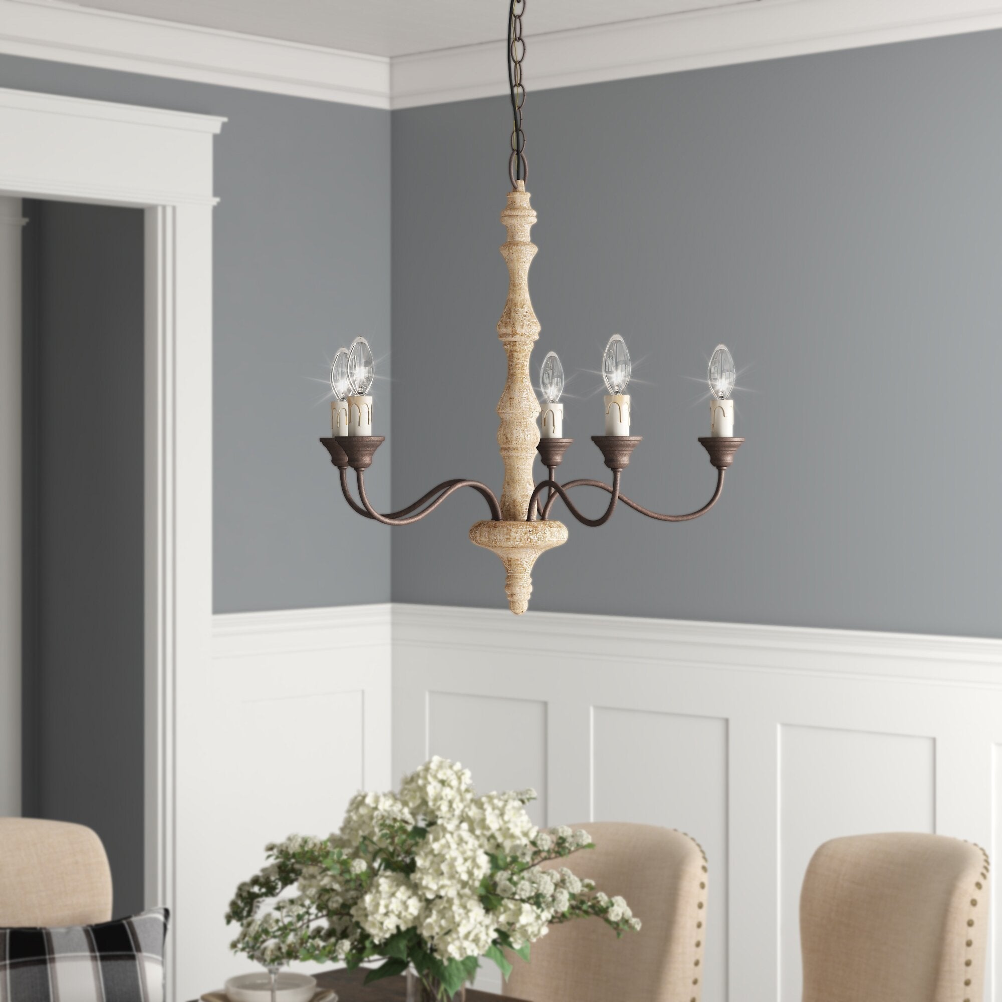 Fljotuvyi Individual Creativity Wood Metal Chandelier - Lamp Copper