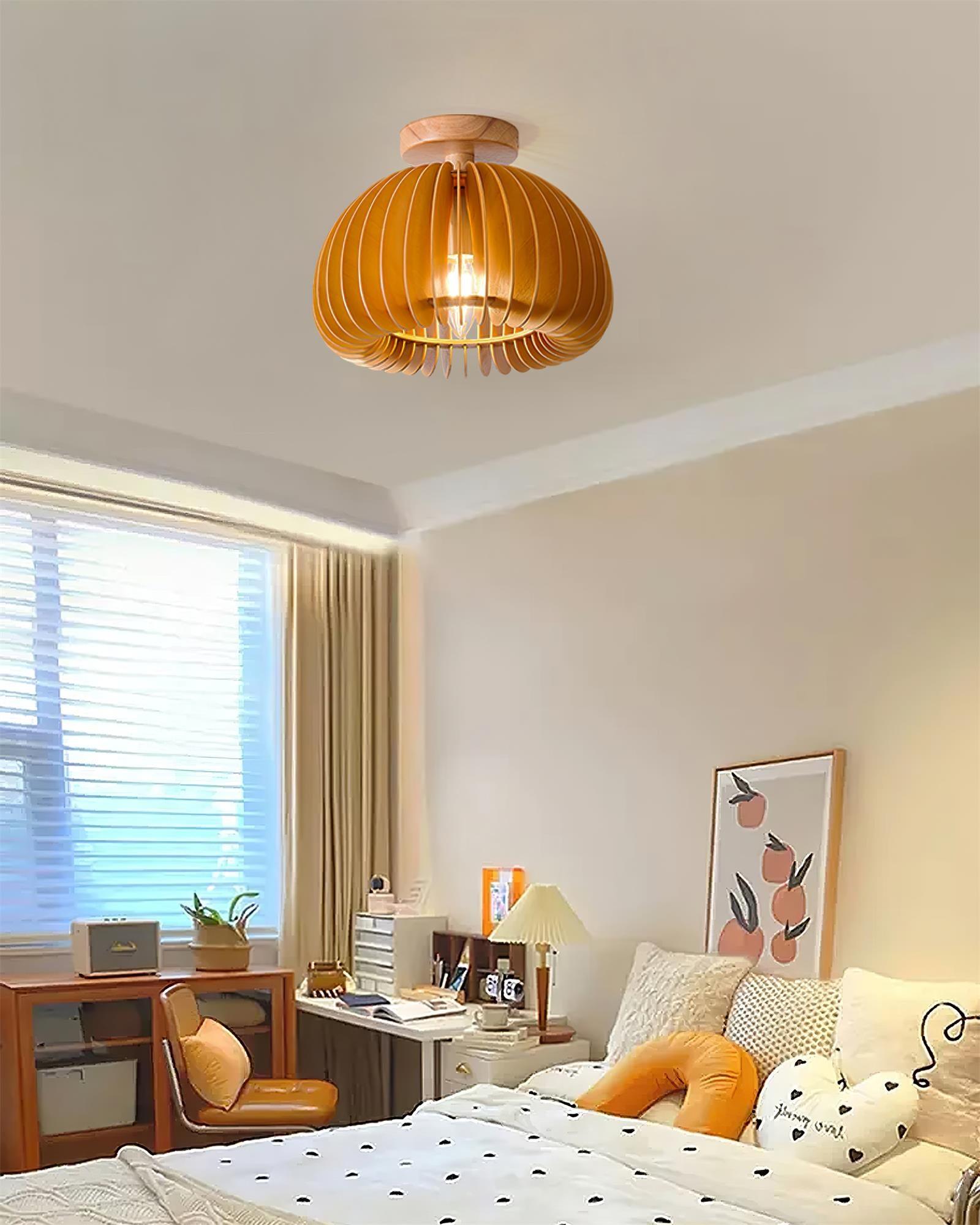 Vividin Plafonnier Pumpkin avec abat-jour et cache en tilleul naturel - Neutralighting
