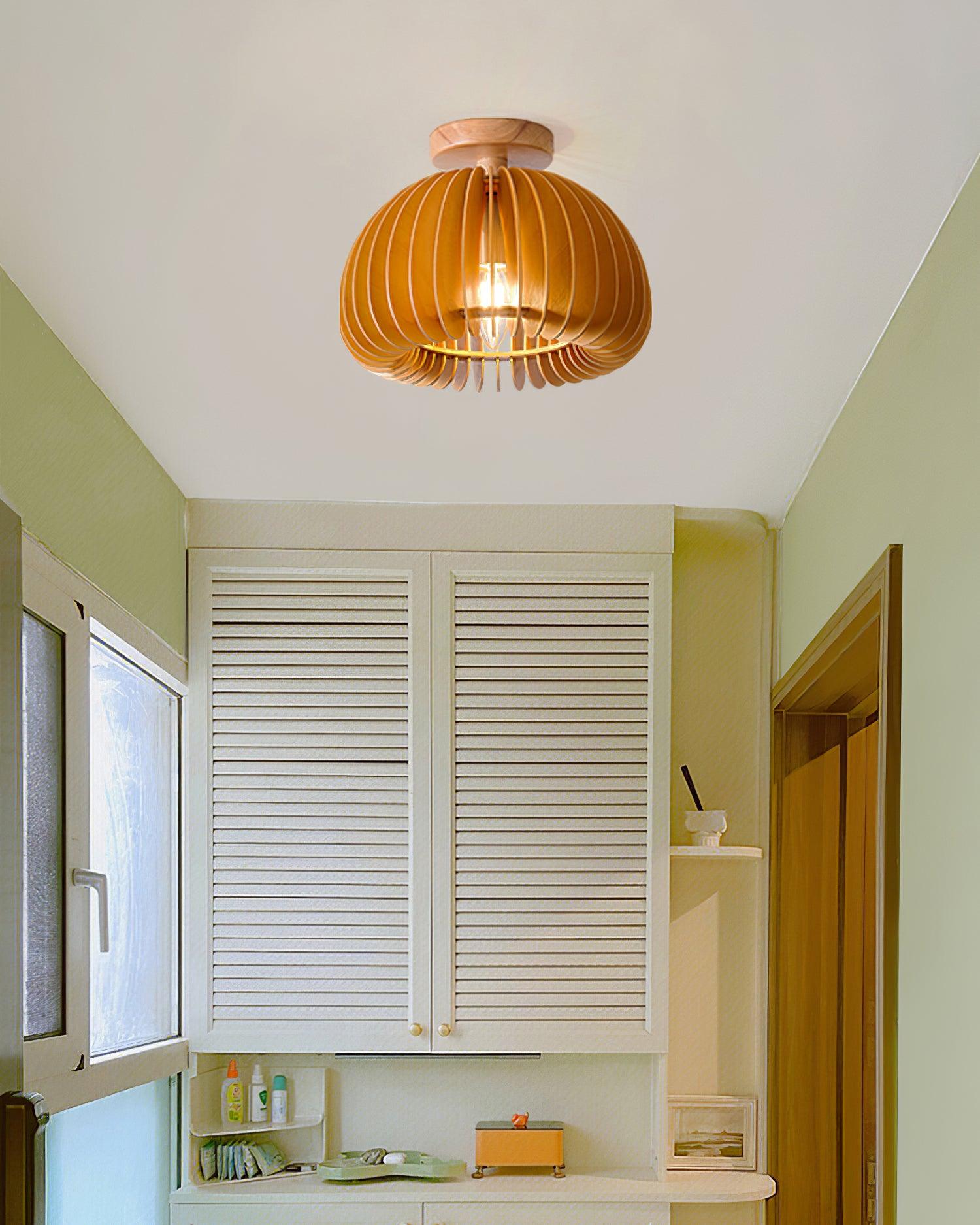 Vividin Plafonnier Pumpkin avec abat-jour et cache en tilleul naturel - Neutralighting