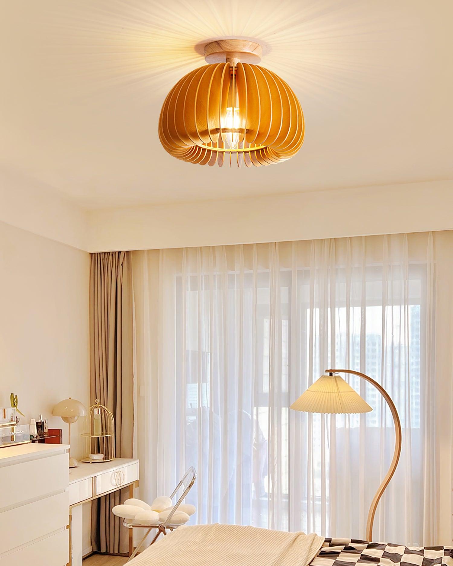 Vividin Plafonnier Pumpkin avec abat-jour et cache en tilleul naturel - Neutralighting