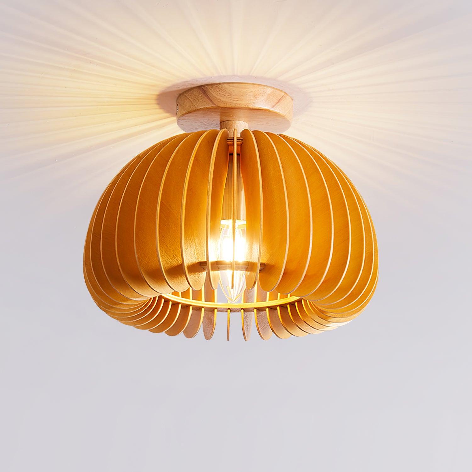 Vividin Plafonnier Pumpkin avec abat-jour et cache en tilleul naturel - Neutralighting