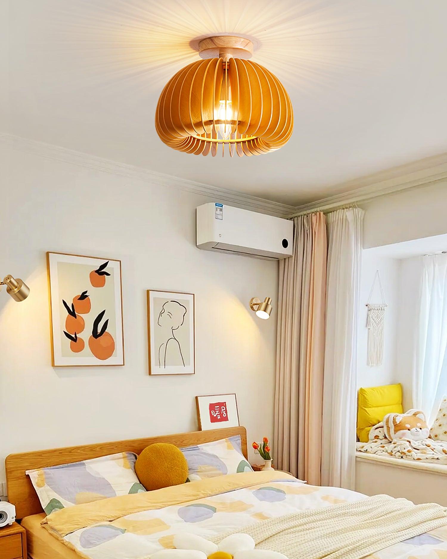 Vividin Plafonnier Pumpkin avec abat-jour et cache en tilleul naturel - Neutralighting