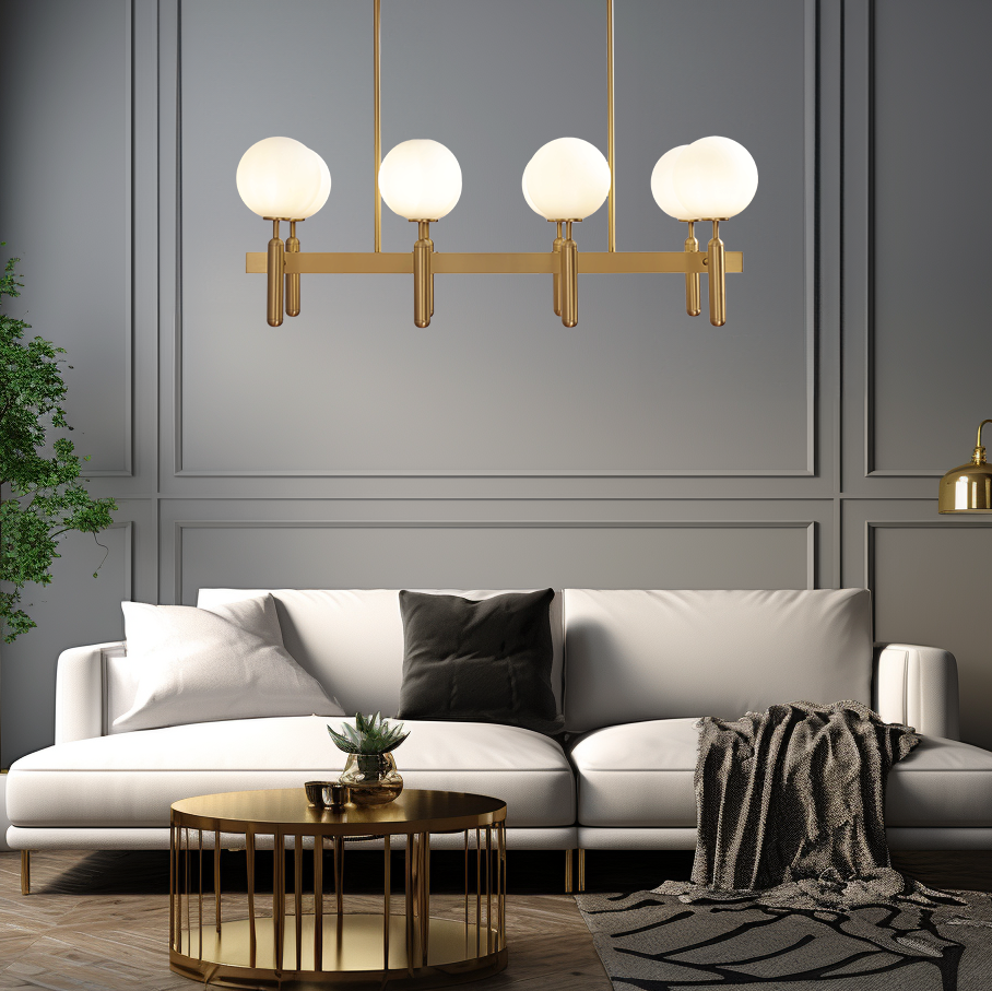 Kristy Luminaire LED Lustre Moderne Verre/Métal Doré/Blanc Salon - Neutralighting