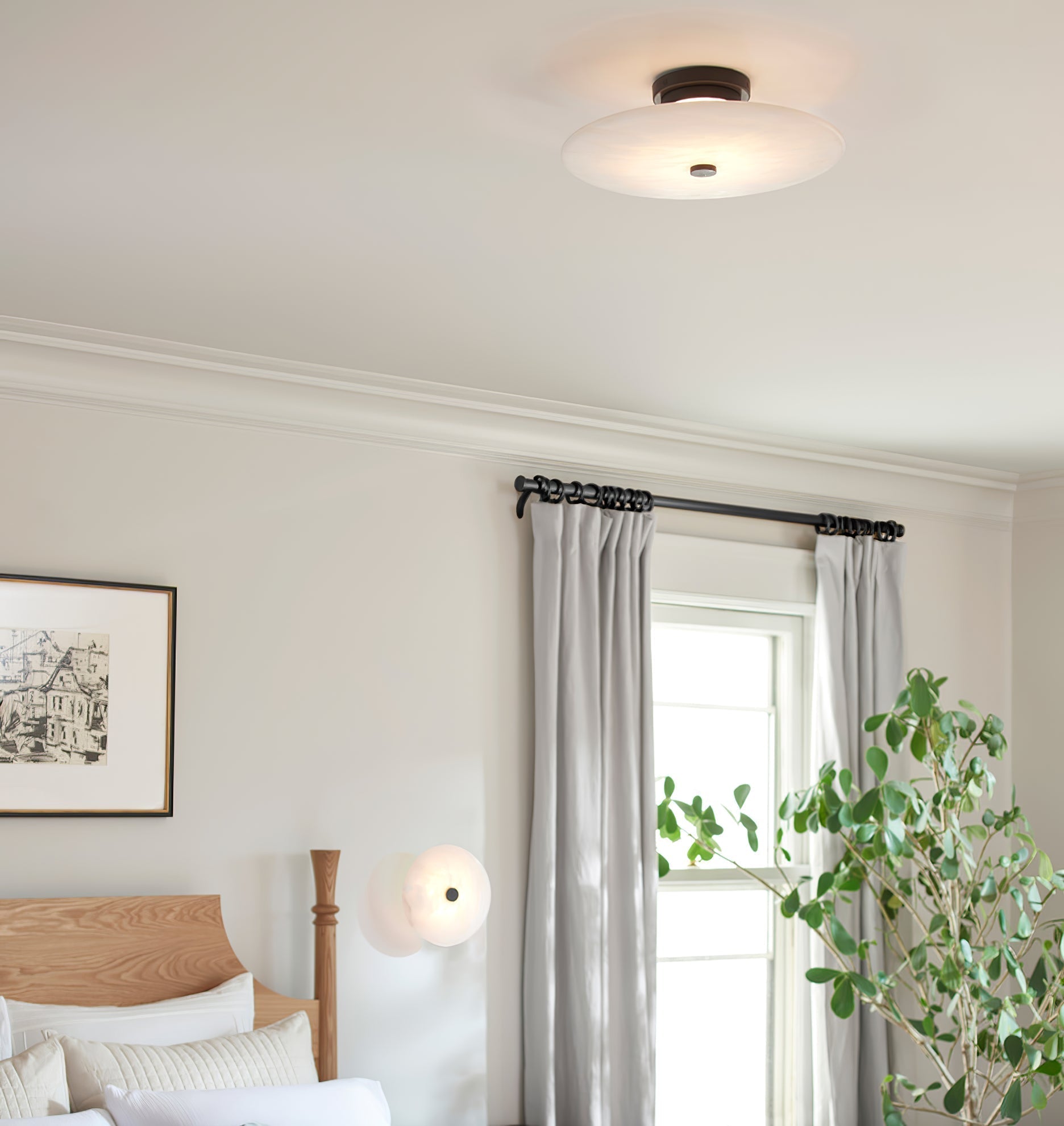 Jarnbruvyn Modern Brass Alabaster Metal Ceiling Lamp - Lamp Copper