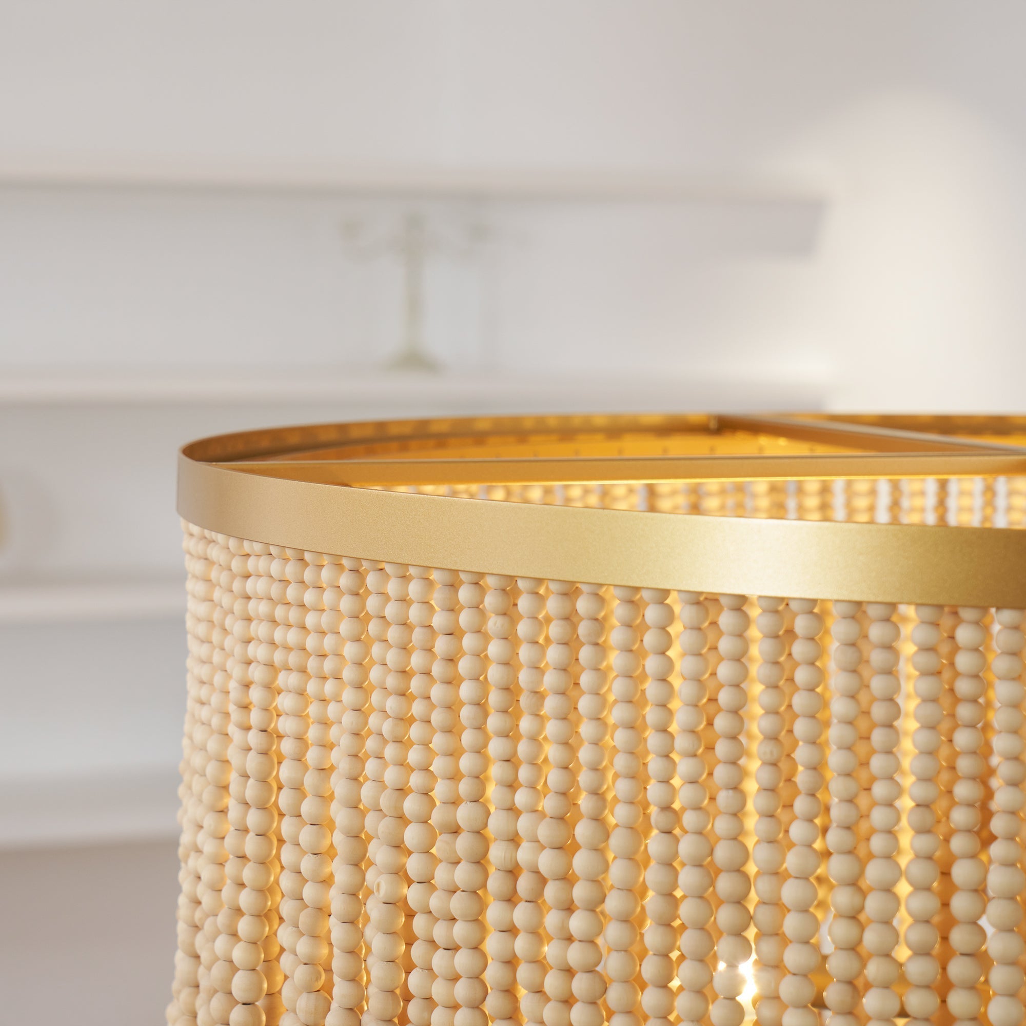 Odette Lustre en Bois et Perles de Noix de Coco