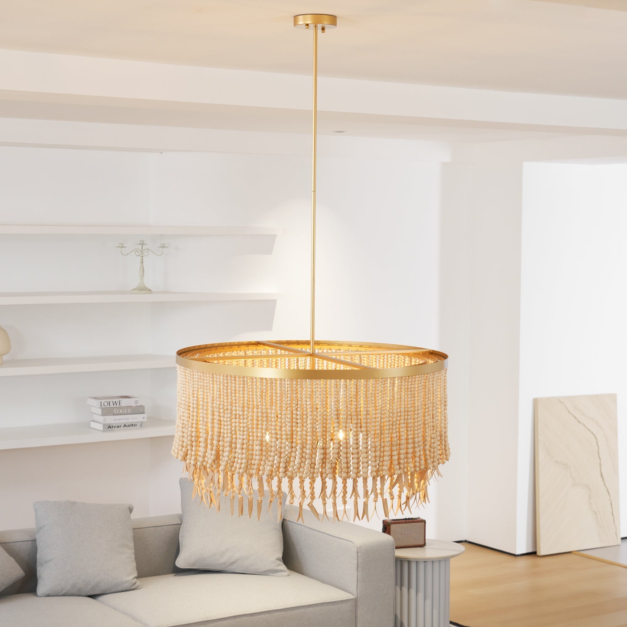 Odette Lustre en Bois et Perles de Noix de Coco
