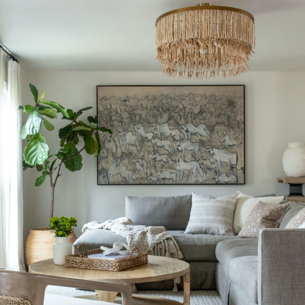 Odette Lustre en Bois et Perles de Noix de Coco