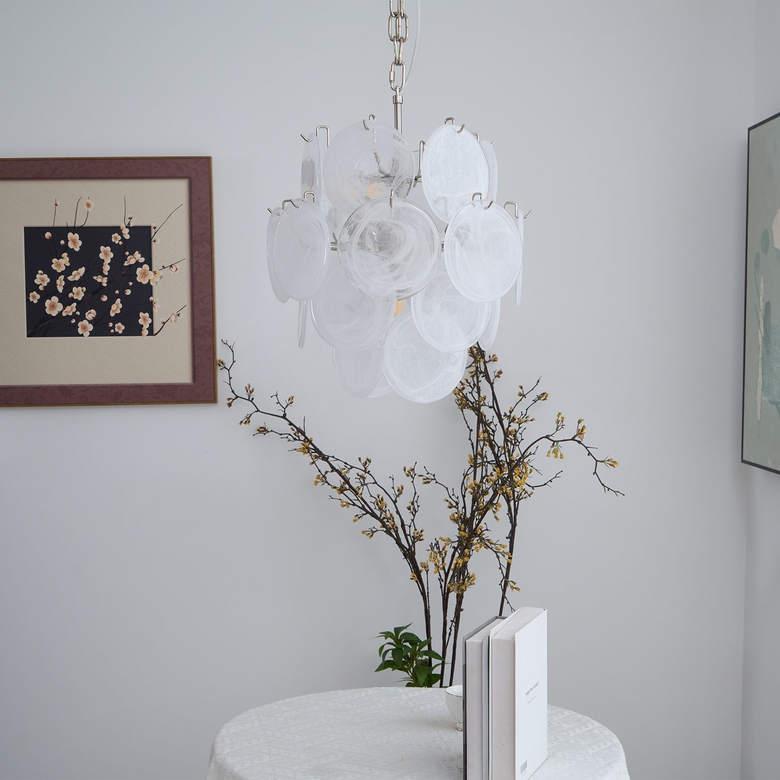 Aurora Chandelier Apricot Murano Glass Disc Layered Artistic - Letslighting