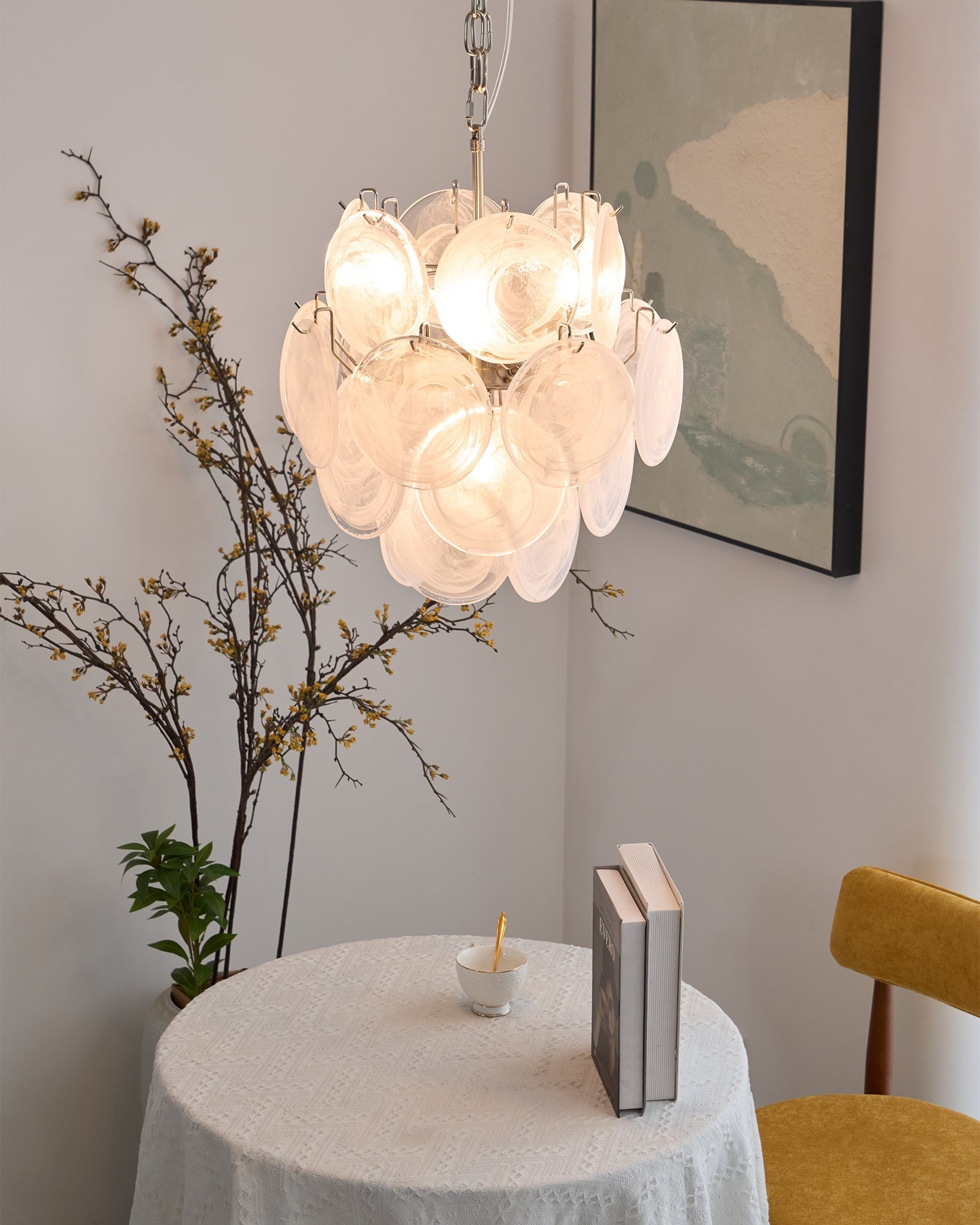 Aurora Chandelier Apricot Murano Glass Disc Layered Artistic - Letslighting